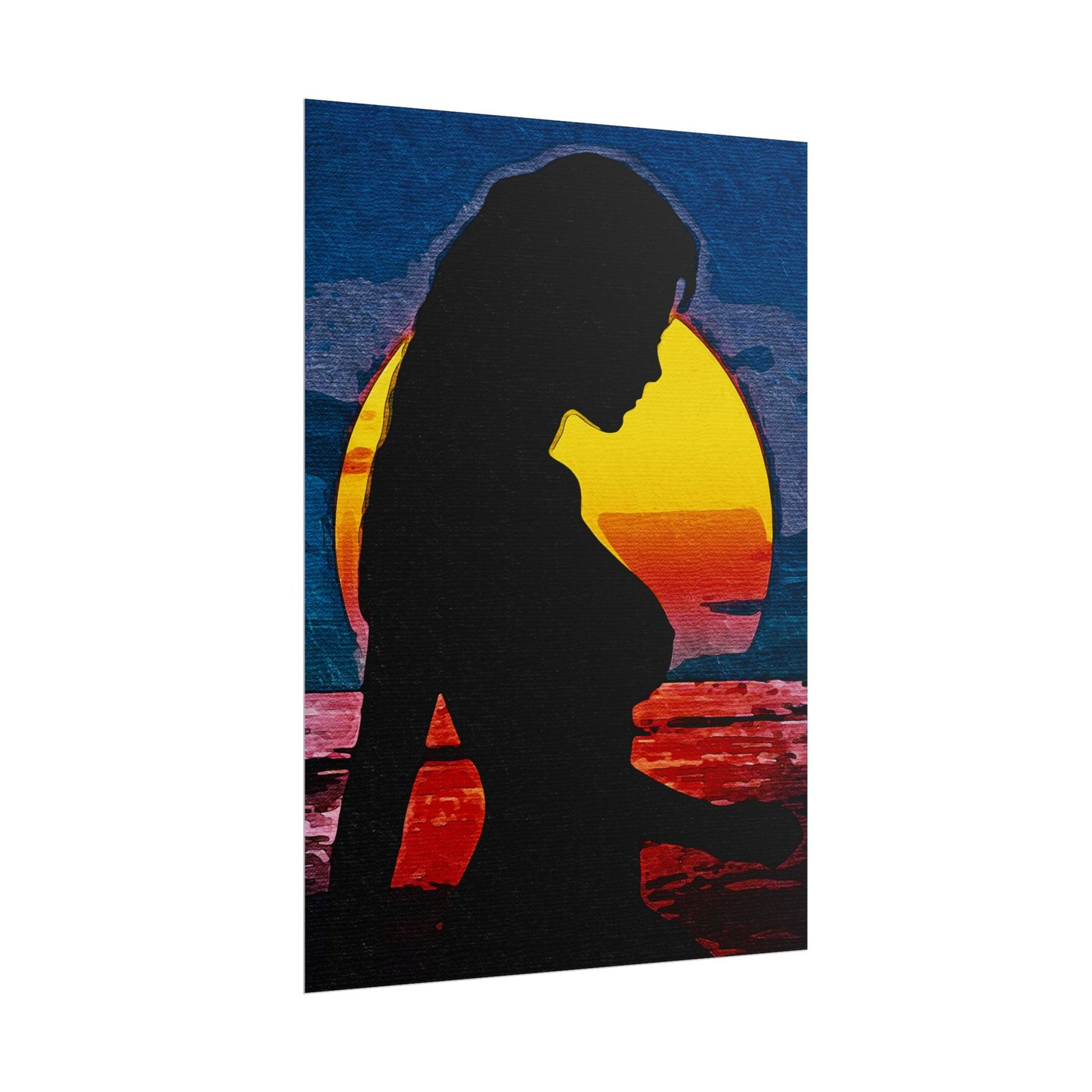 Radiant Horizons: Empowering Silhouette by Sunset – Embrace Inner Strength and Inspiring Beauty - Vibrant Beach Sunset Rolled Poster, Living Room Decor, Nautical Art, Home Aesthetic, Gift for Beach Lovers, Boho Wall Art