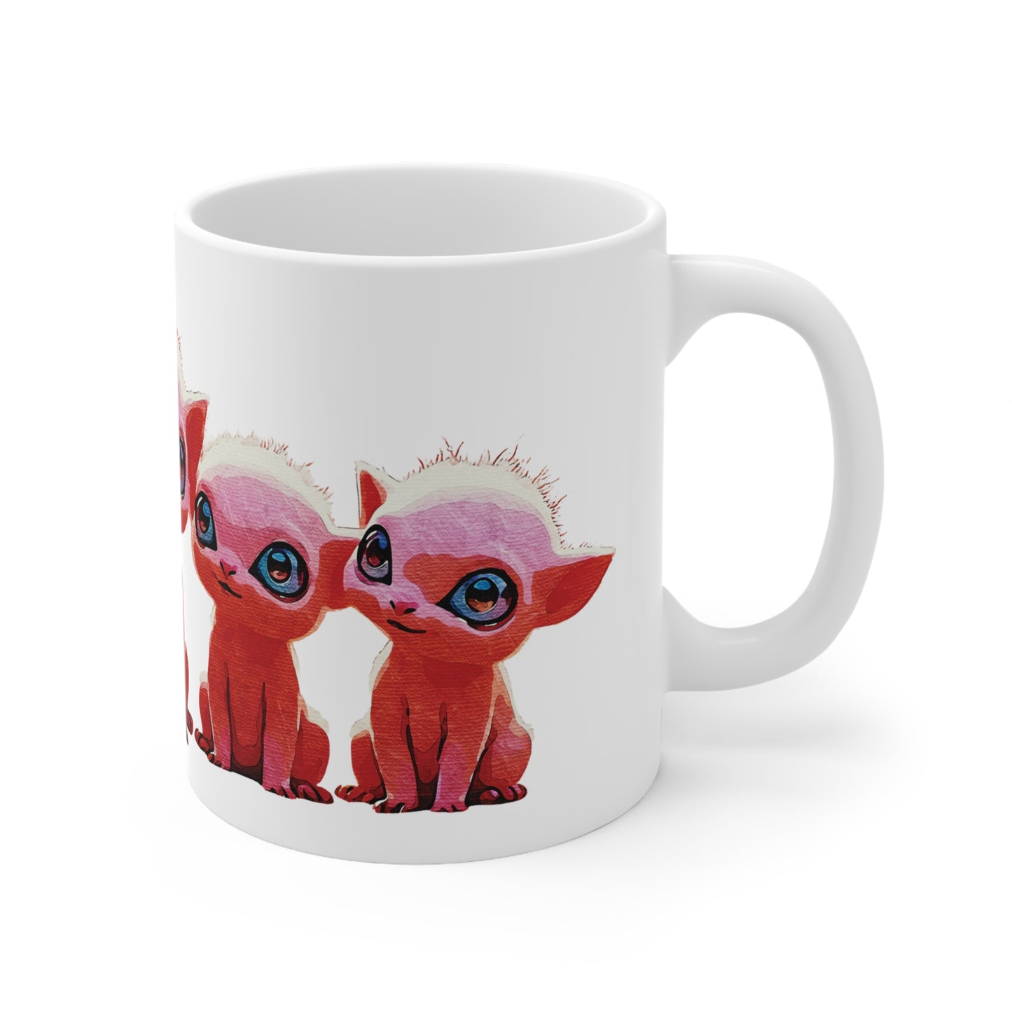 "Squad Goals: Adorable Red Creatures United - Friendship & Joy Collection" - Ceramic Coffee Cups - 11oz & 15oz, Unique Cat Lover Gift, Animal Mugs for Home, Funny Pet Coffee Mugs, Kawaii Cup Collection