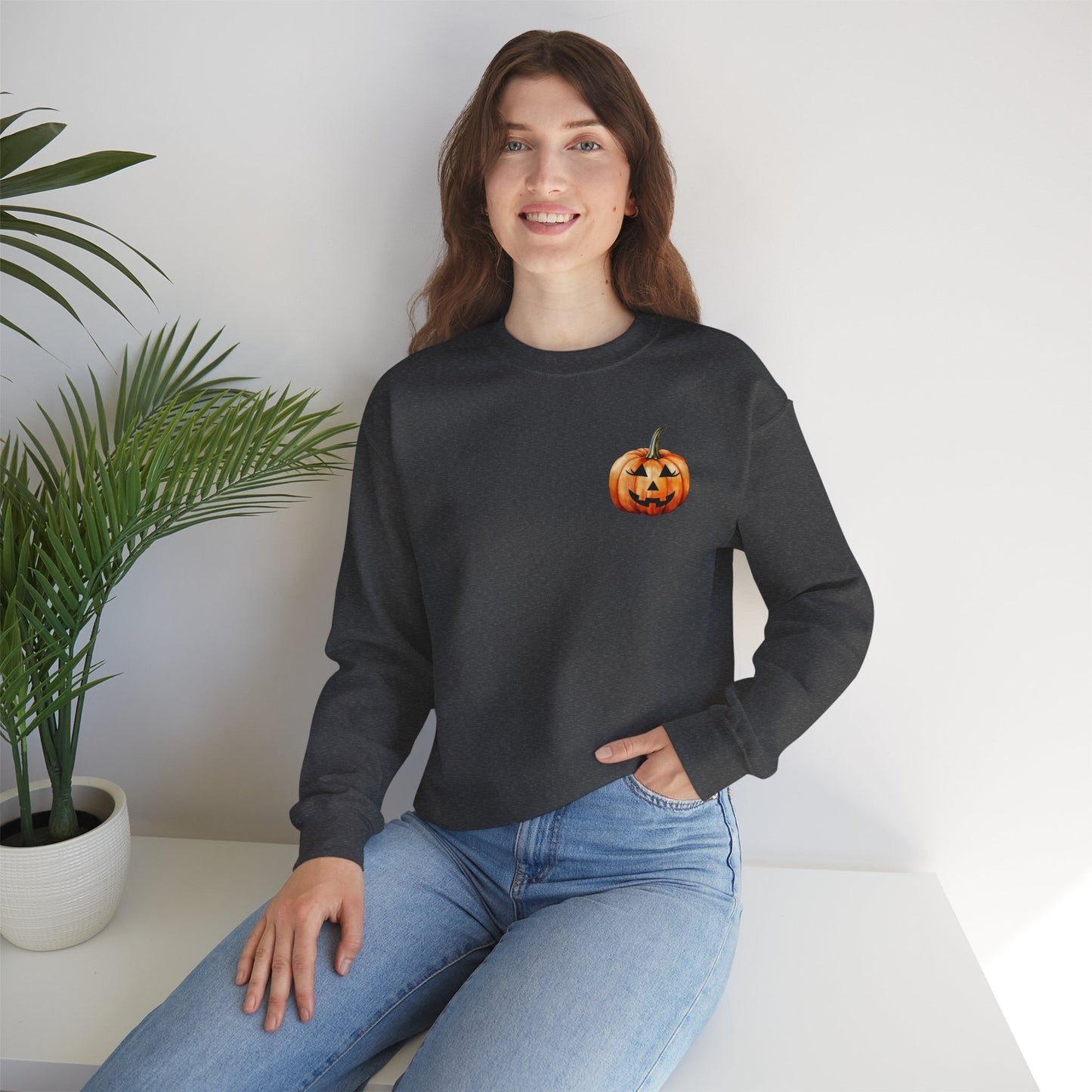 ๐ Embrace Autumn Magic - Pumpkin Bliss Collection for Cozy Season Vibes โจ2 - Halloween Pumpkin Crewneck Sweatshirt | Cozy Fall Fashion, Unisex Sweater, Casual Wear, Gift for Halloween Lovers, Autumn Style