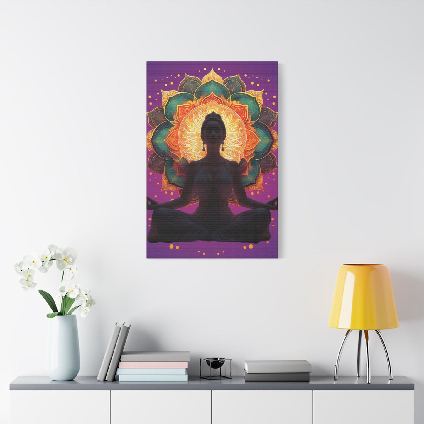 Meditation Canvas Art Print, Spiritual Wall Decor, Yoga Decor, Mindfulness Gift, Bohemian Art, Lotus Flower Canvas