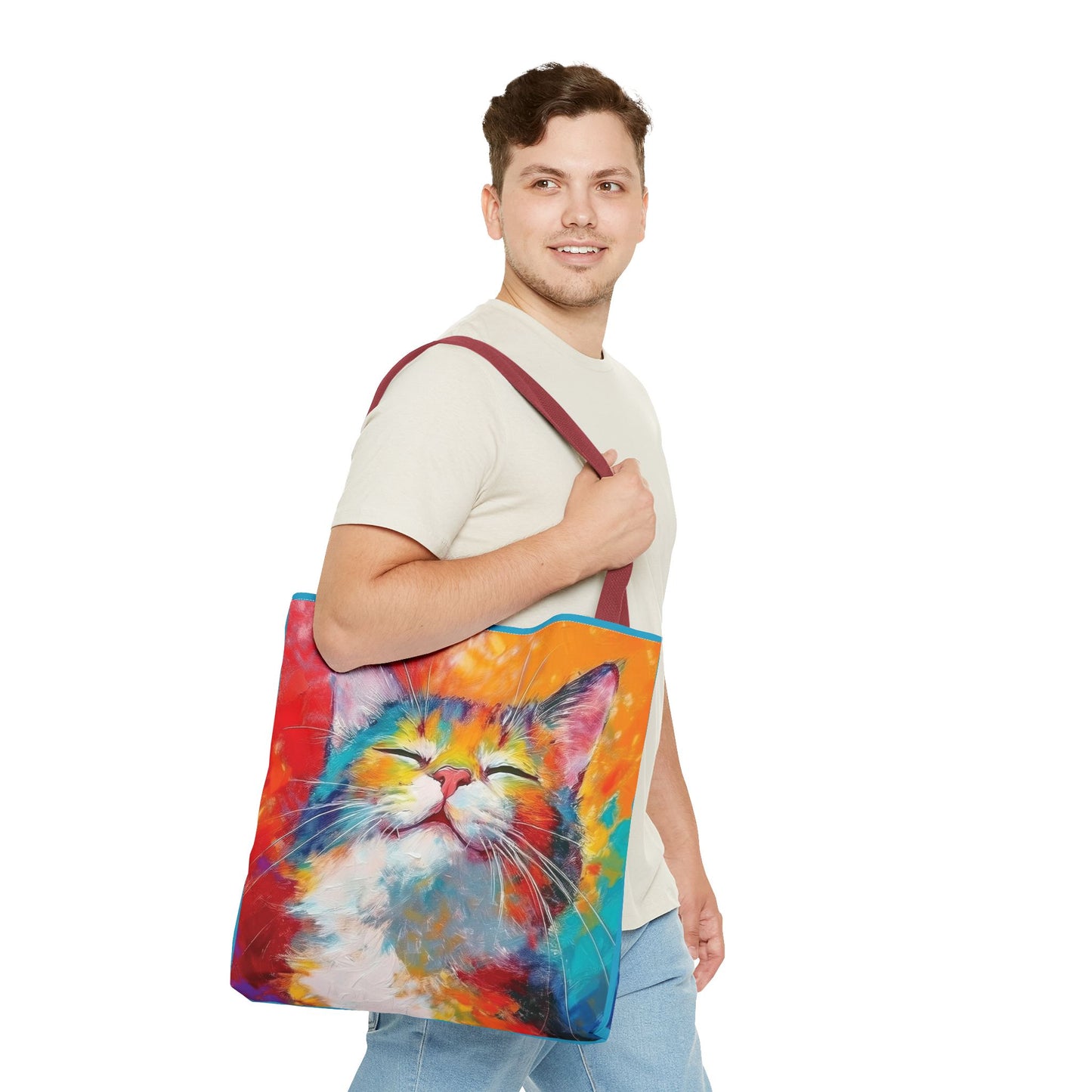 Colorful Cat Tote Bag: Pawsitive Vibes