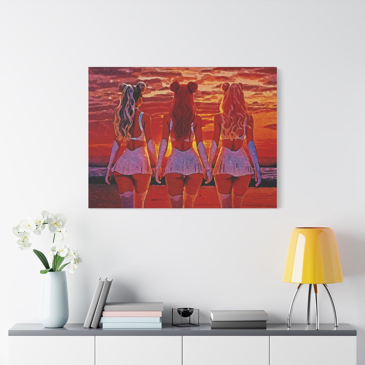 Horizon Sisters β United in Light and Love π
ππ β Unity & Peace in Vibrant Coastal Light - Stretched Canvas Art Print, Boho Wall Decor, Beach Sunset Art, Girls Artwork, Home and Living