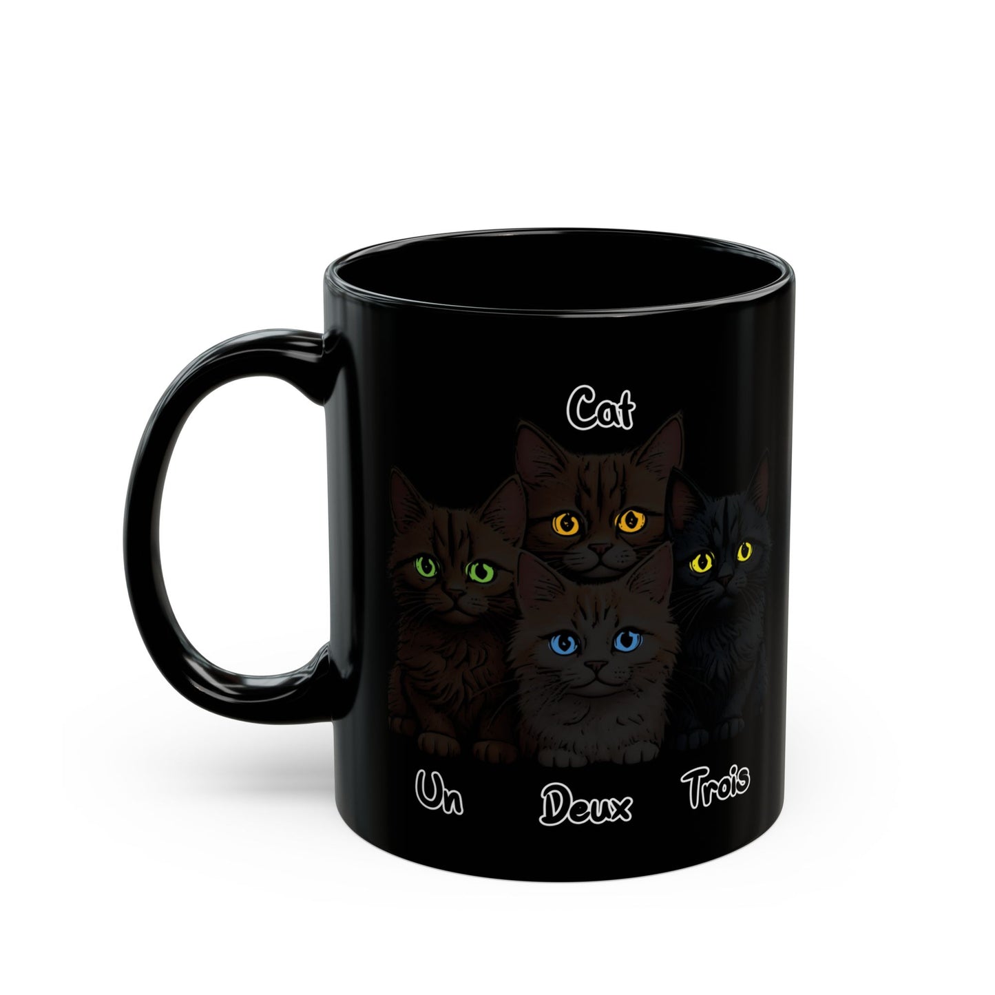 Un, Deux, Trois, Cat (Black Edition): Purrfect Counting Cuteness - Cute Black Cat Mug, Perfect Gift for Cat Lovers, Unique Coffee Cup, Pet Themed Drinkware, Gift for Cat Moms and Dads, Cat Adoption Awareness