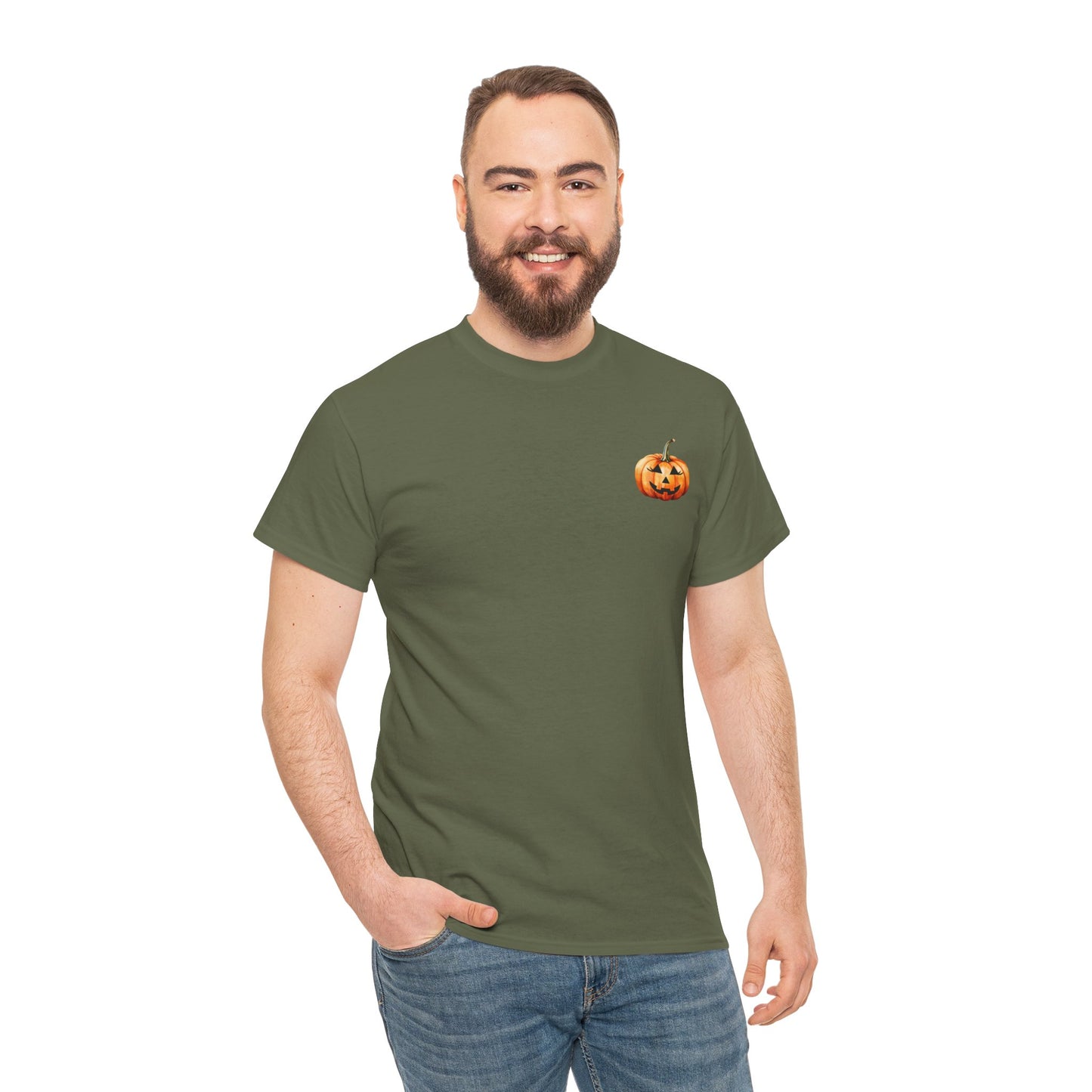 ๐ Embrace Autumn Magic - Pumpkin Bliss Collection for Cozy Season Vibes โจ - Harvest Vibes Pumpkin Cotton Tee | Fall Shirt, Halloween Apparel, Autumn Fashion, Unisex Graphic Tee, Gift for Pumpkin Lovers