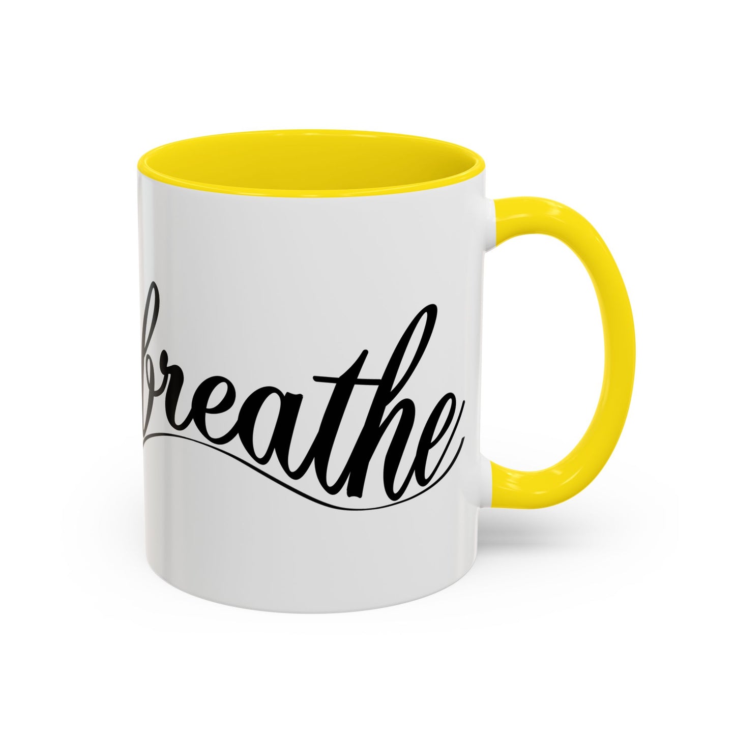Breathe Accent Coffee Mug - Motivational 11oz & 15oz Tea Cup