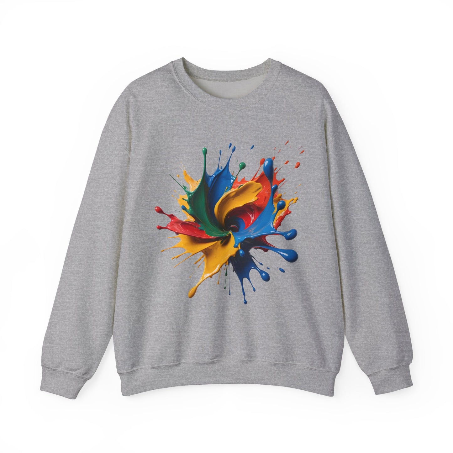 "Oops!" Color Splash Energy – Wear the Art, Feel the Vibe - Vibrant Splash Crewneck Sweatshirt - Cozy Artwear, Ideal for Gift Giving, Art Lovers, Casual Style, Unisex Apparel