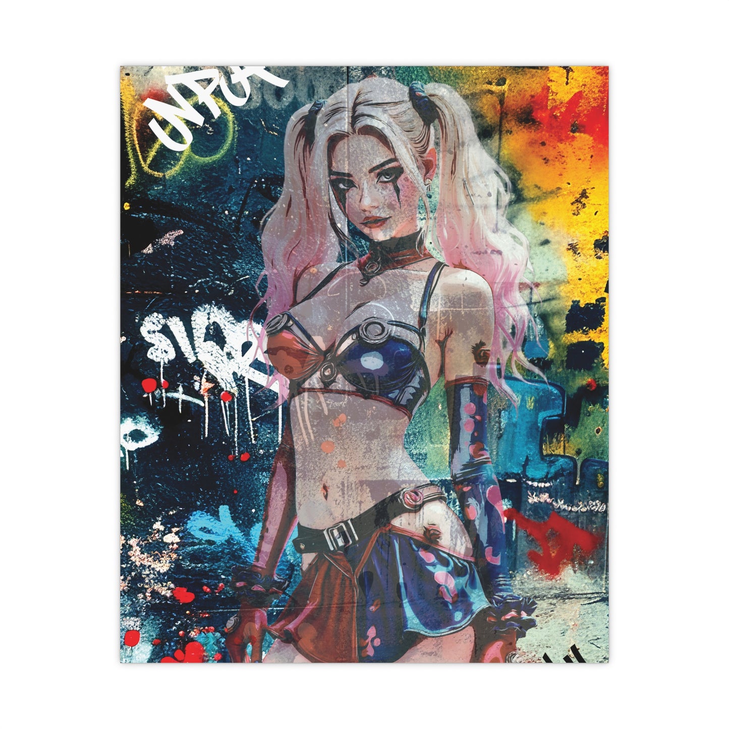 Angie Q – Urban Rebel Soul in Neon Grit and Fierce Confidence - Vibrant Matte Posters, Wall Art, Room Decor, Gift for Art Lovers, Urban Aesthetic, Graffiti Art Prints