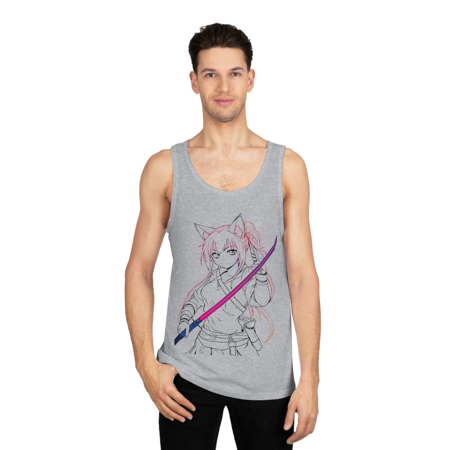 Anime-Inspired Unisex Softstyle Tank Top, Cool Graphic Tee for Casual Wear, Ideal Gift for Anime Lovers, Summer Style, Cute Character Design