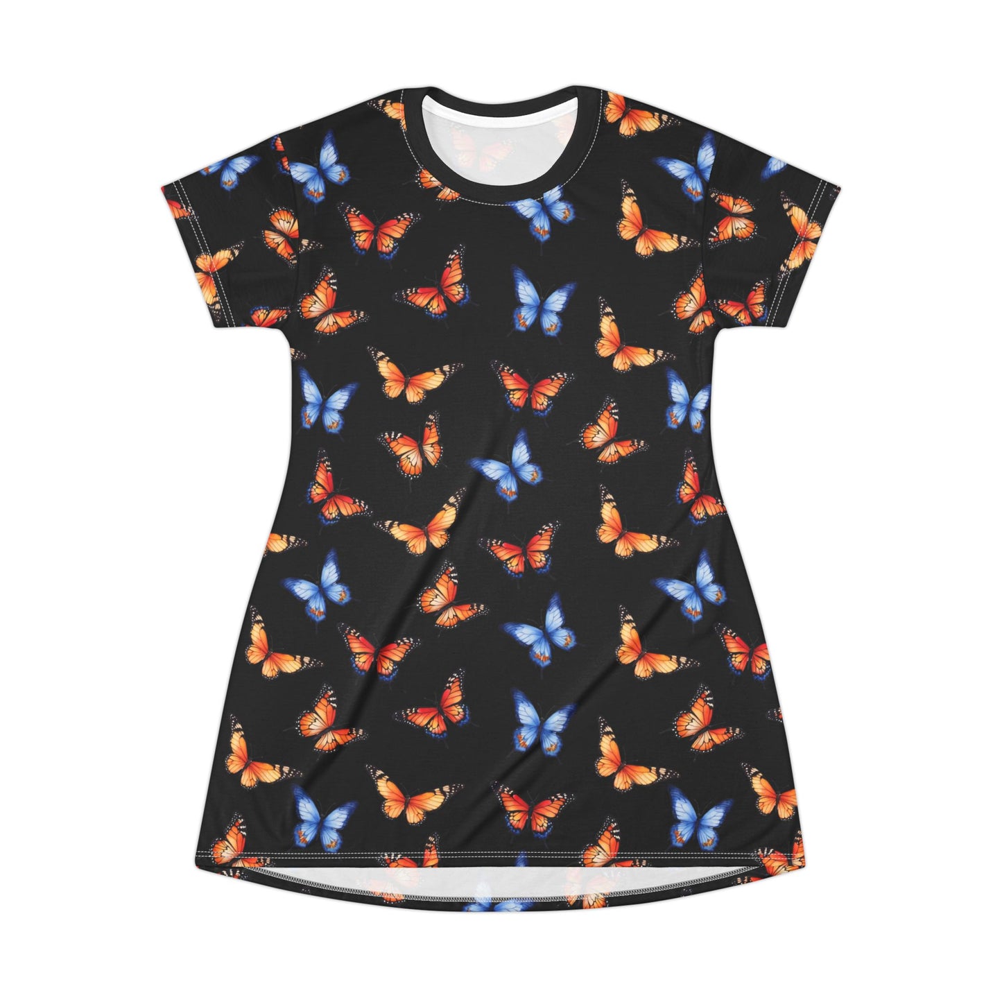 Butterfly T-Shirt Dress - Colorful Butterflies Print