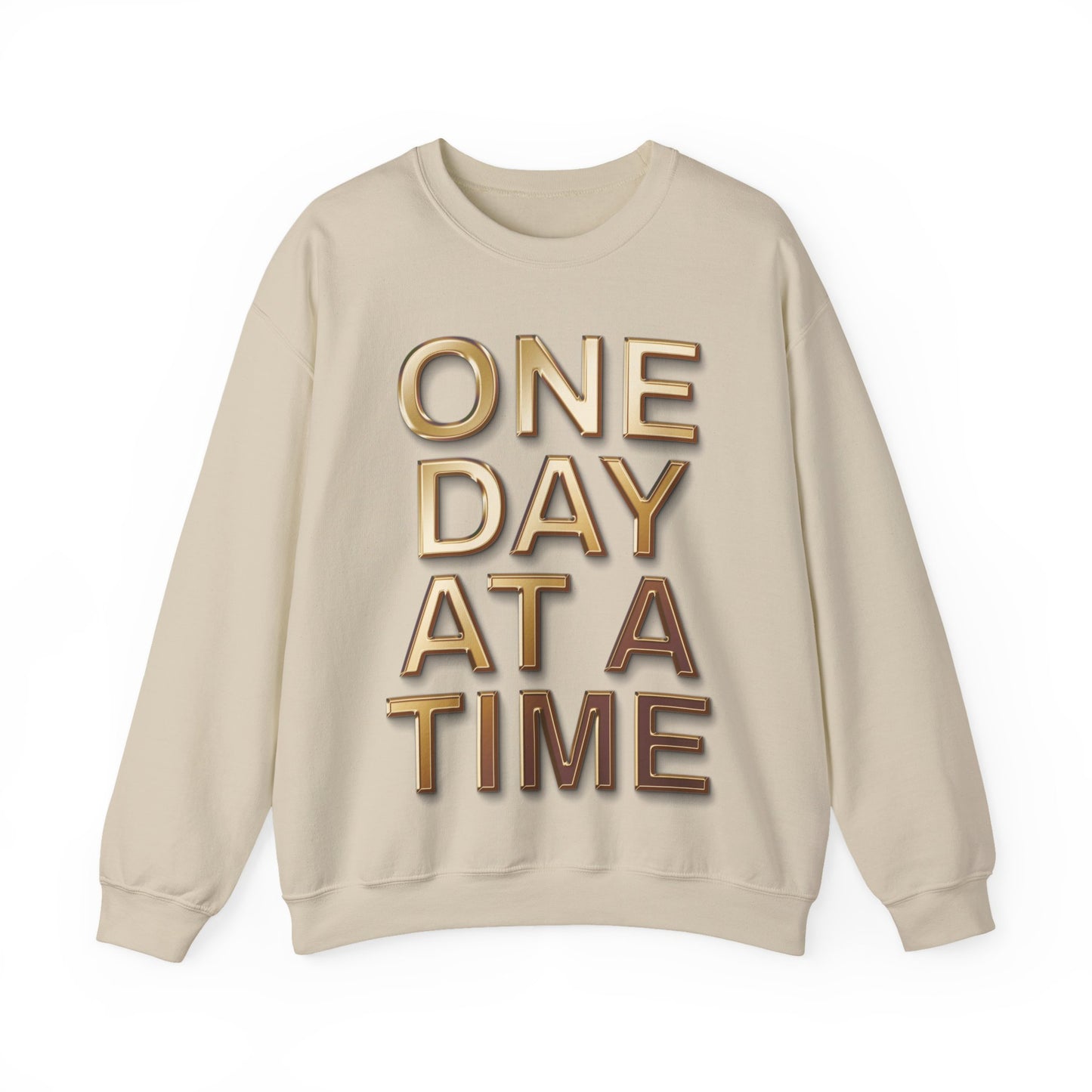 'One Day at a Time' Crewneck Sweatshirt, Inspirational Sweatshirt, Motivational Gift, Cozy Casual Wear, Self-Care Apparel, Perfect for Friends