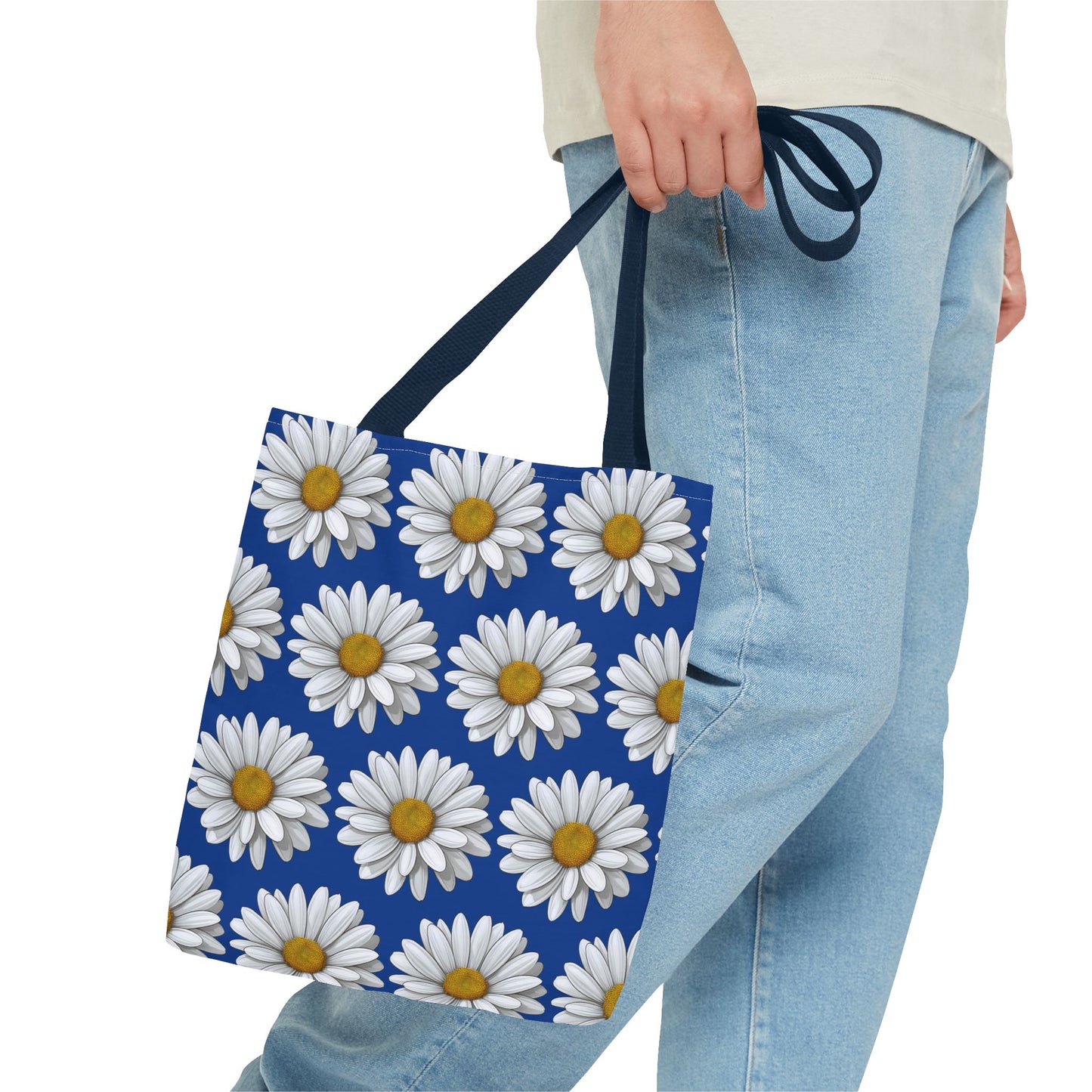 Daisy Tote Bag - White Floral Design Summer Fashion Accessory