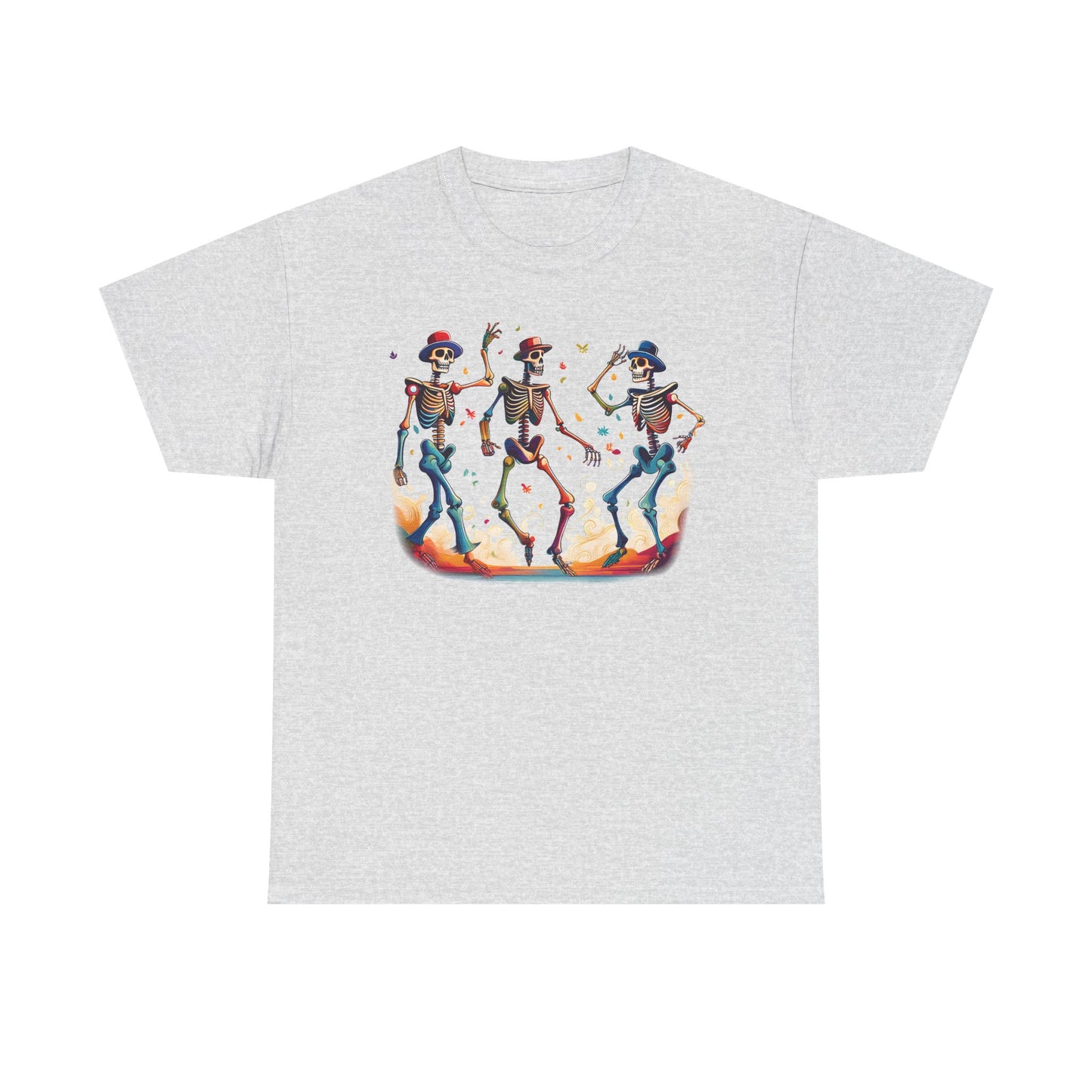Dancing Skeletons Halloween Party - Spooky Fun Celebration Art - Festive Autumn Spirit Collection - Colorful Skeleton Dance Tee, Casual Halloween T-Shirt, Unique Gift for Parties, Unisex Graphic Shirt, Fun Everyday Wear
