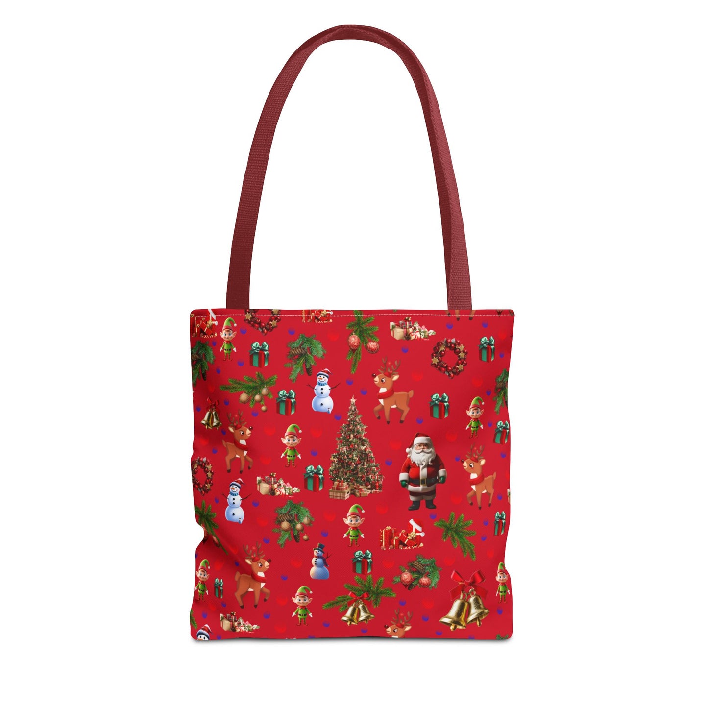 Festive Holiday Tote Bag - Santa, Snowman & Christmas Design