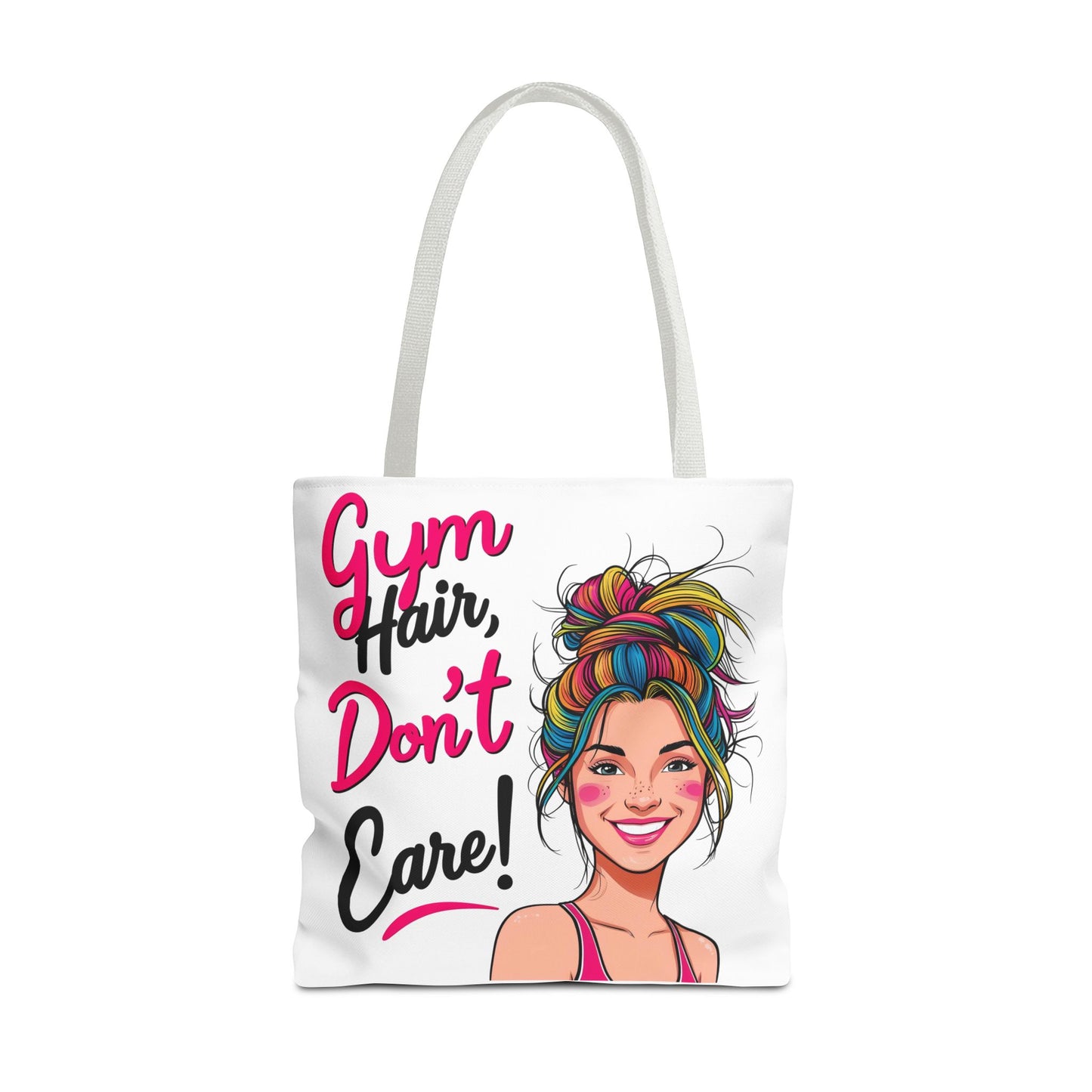 Fun Gym Tote Bag - 'Gym Hair, Don't Care!' - Perfect for Fitness Enthusiasts