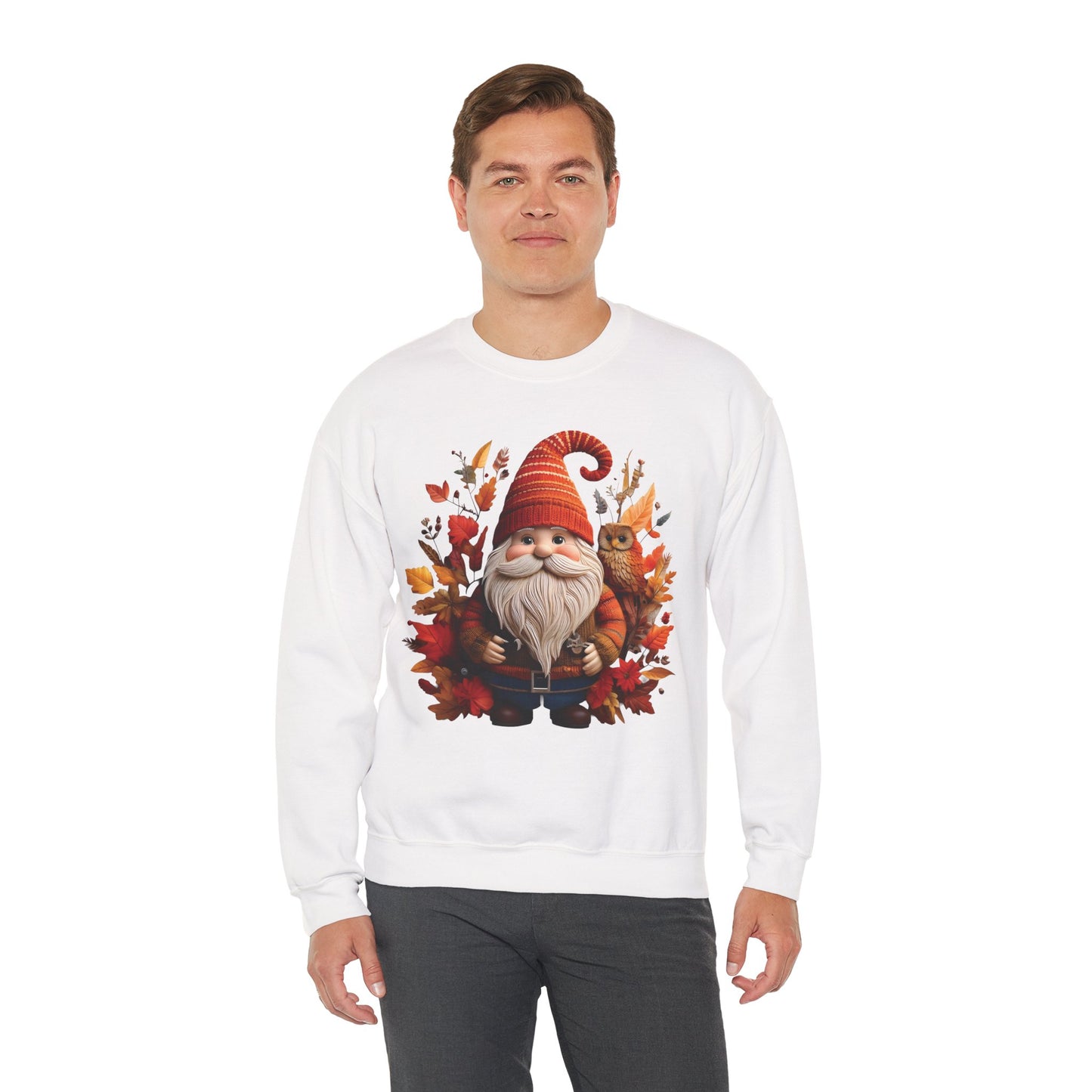 Gnome & Owl Autumn Harmony β Cozy Magic for the Season ππ§‘ - Sweatshirt | Fall Sweater, Autumn Apparel, Unisex Crewneck, Perfect Gift, Holiday Wear, Seasonal Style, Comfortable Fashion