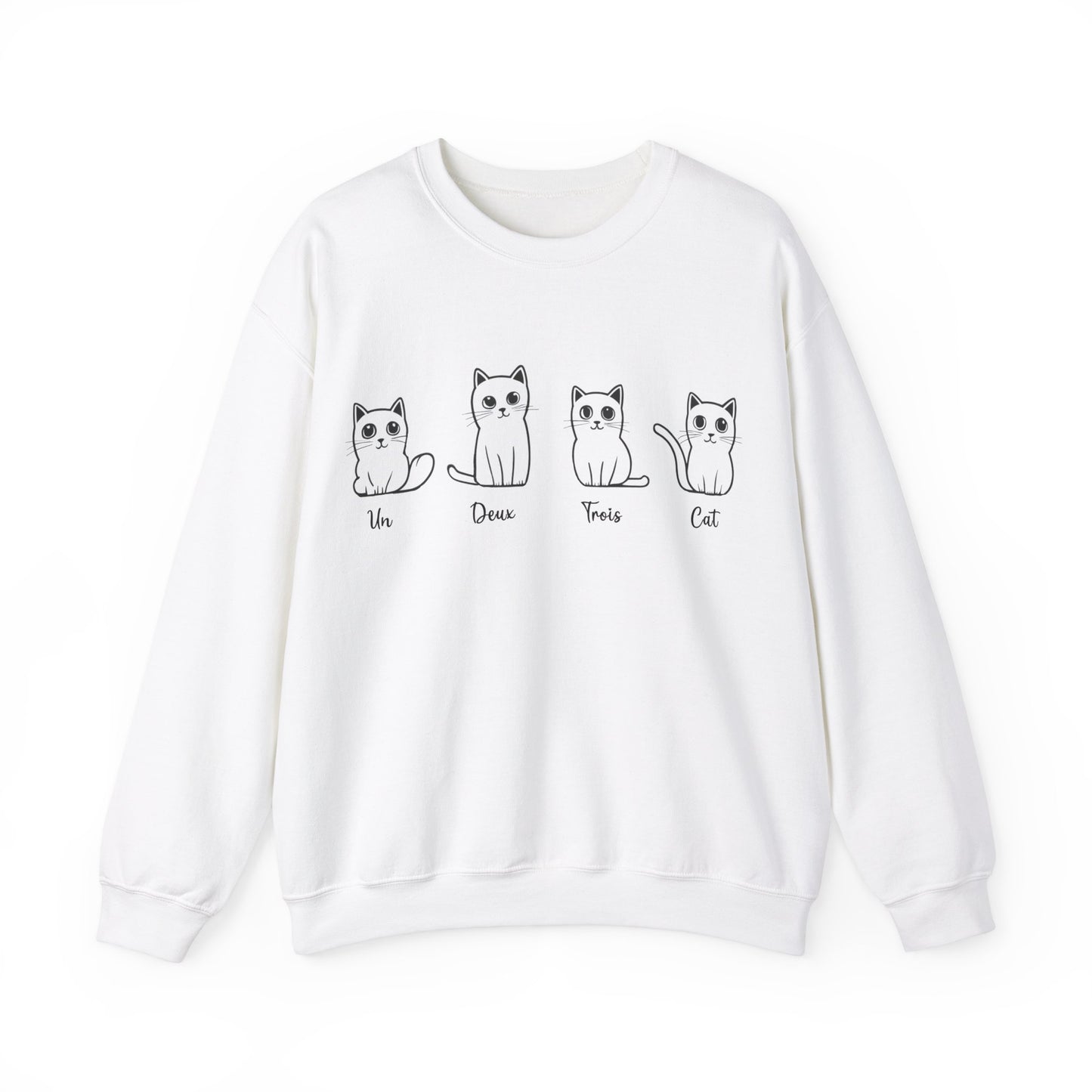 Cat Lovers Sweatshirt - Un Deux Trois Cat - Unisex Heavy Blend Crewneck
