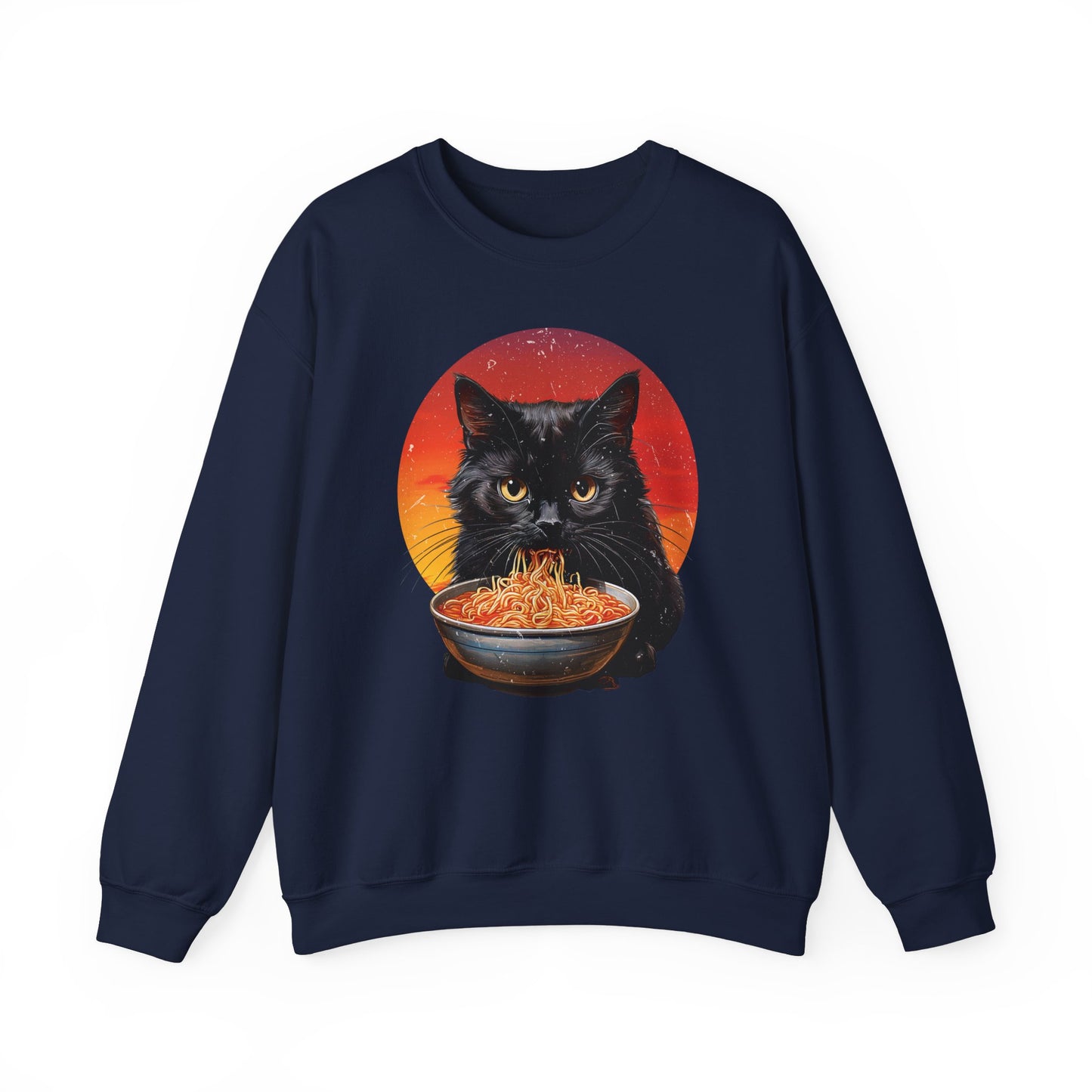 Ramen Cat - Cozy Cat Lover's Crewneck Sweatshirt - Purrfect for Foodies