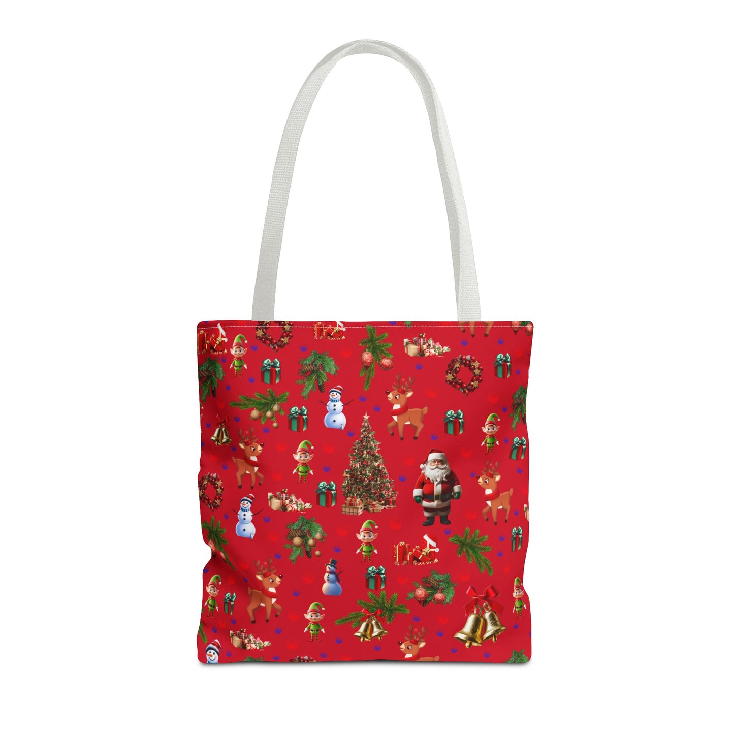 Festive Holiday Tote Bag - Santa, Snowman & Christmas Design