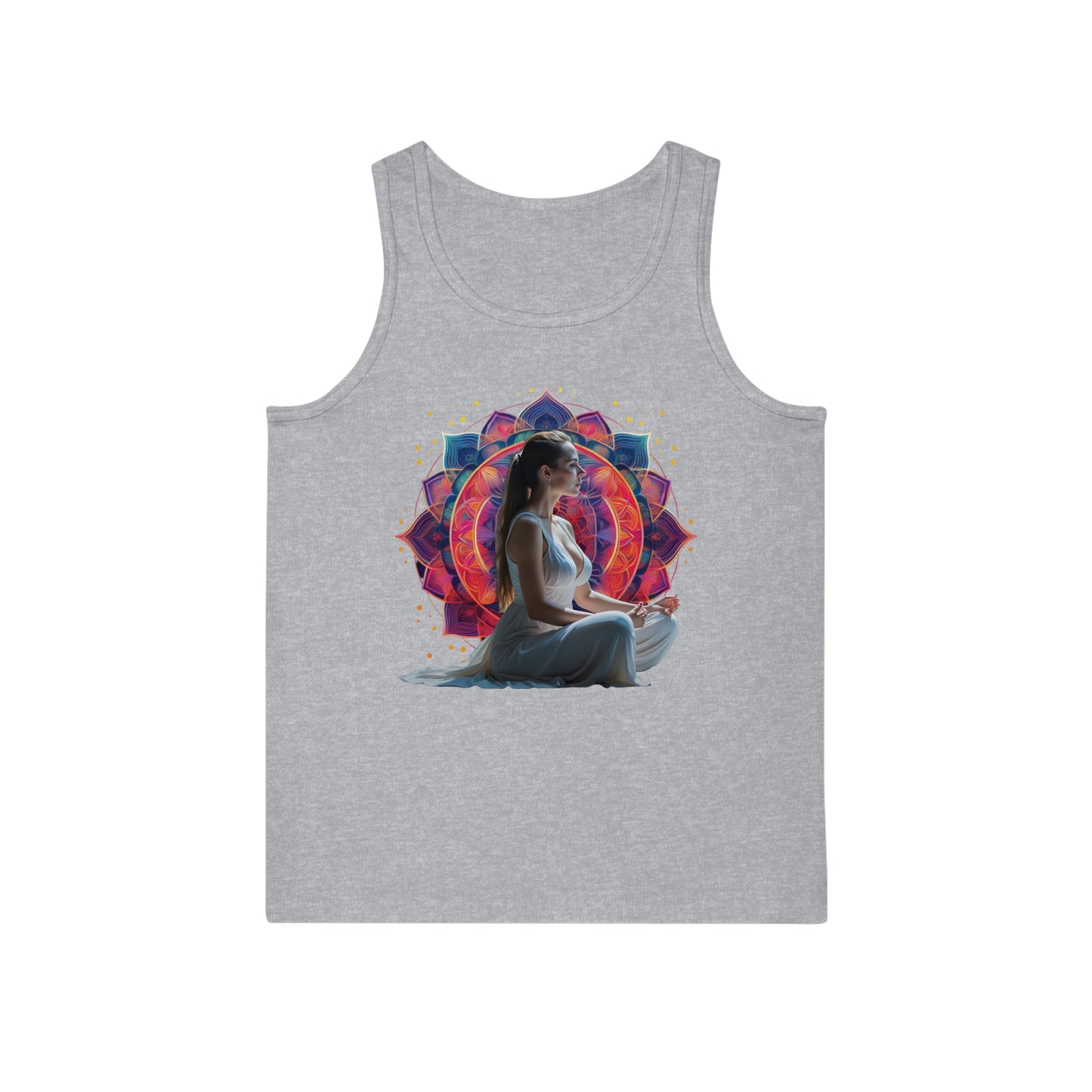Meditation Mandala Tank Top, Unisex Workout Tee, Yoga Apparel, Relaxation Gift, Spiritual Clothing, Mindfulness Wear