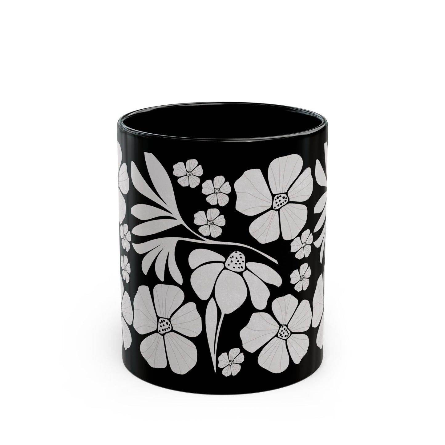 Elegant Floral Black Boho Style Mug - Perfect Gift for Tea and Coffee Lovers