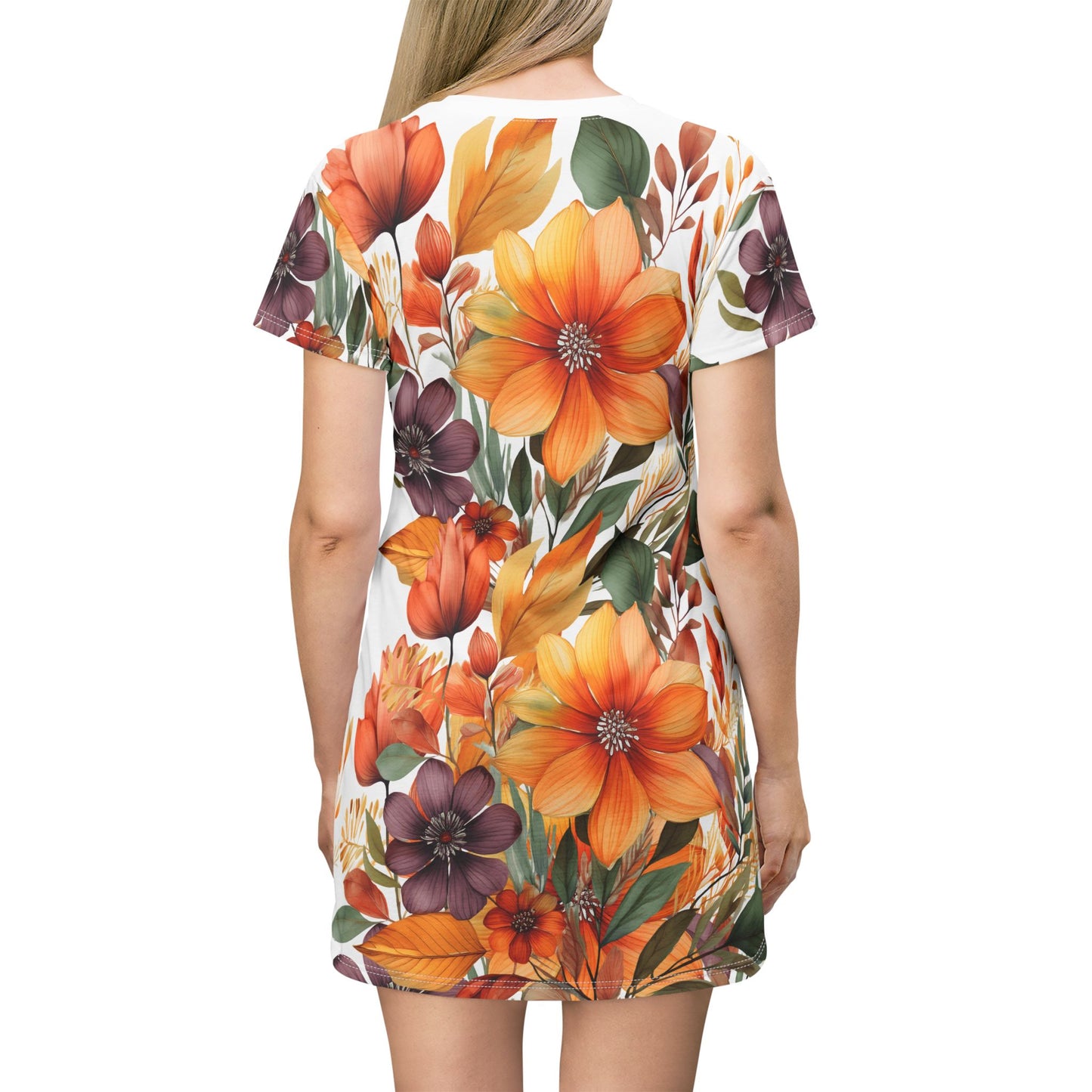 Floral Design T-Shirt Dress