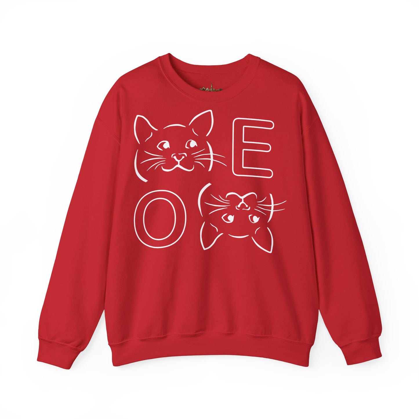 "MEOW" Cute Cat Faces Crewneck Sweatshirt for Animal Lovers