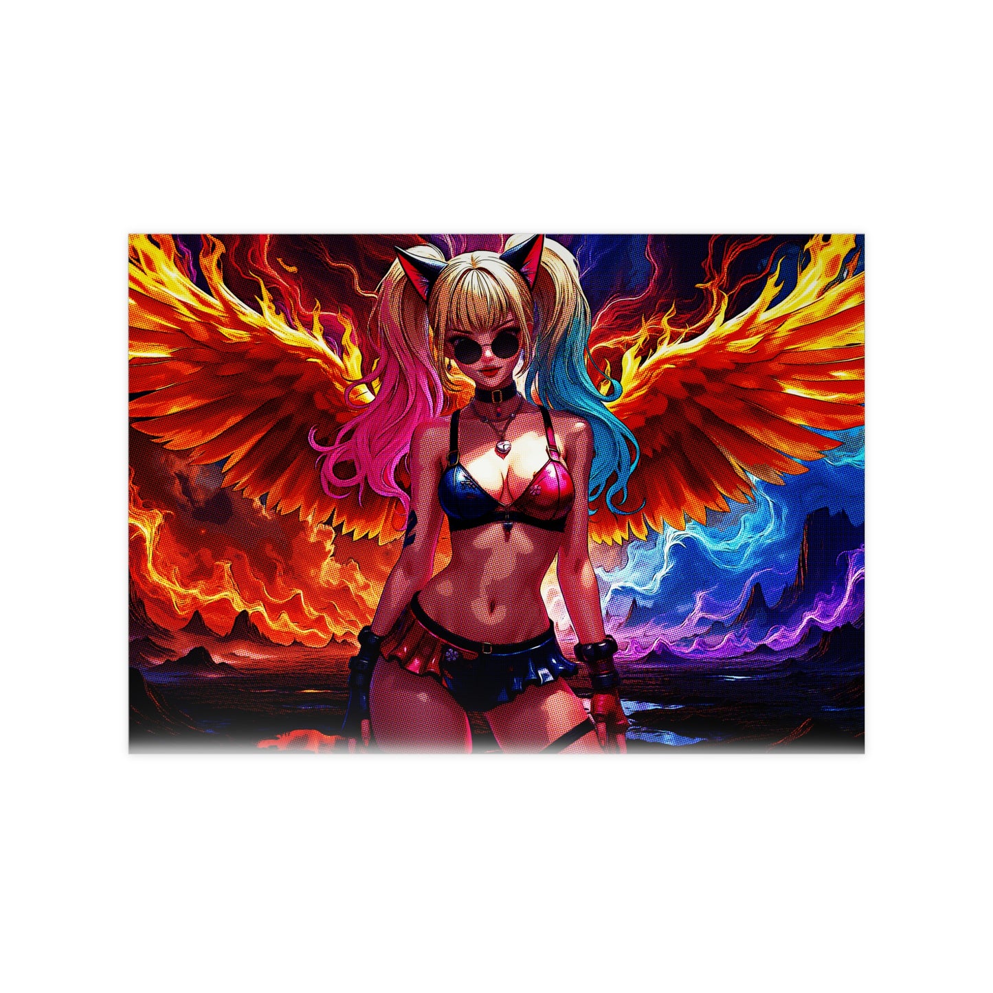 Vibrant Fantasy Pop Art Poster - Colorful Angel Wings Decor
