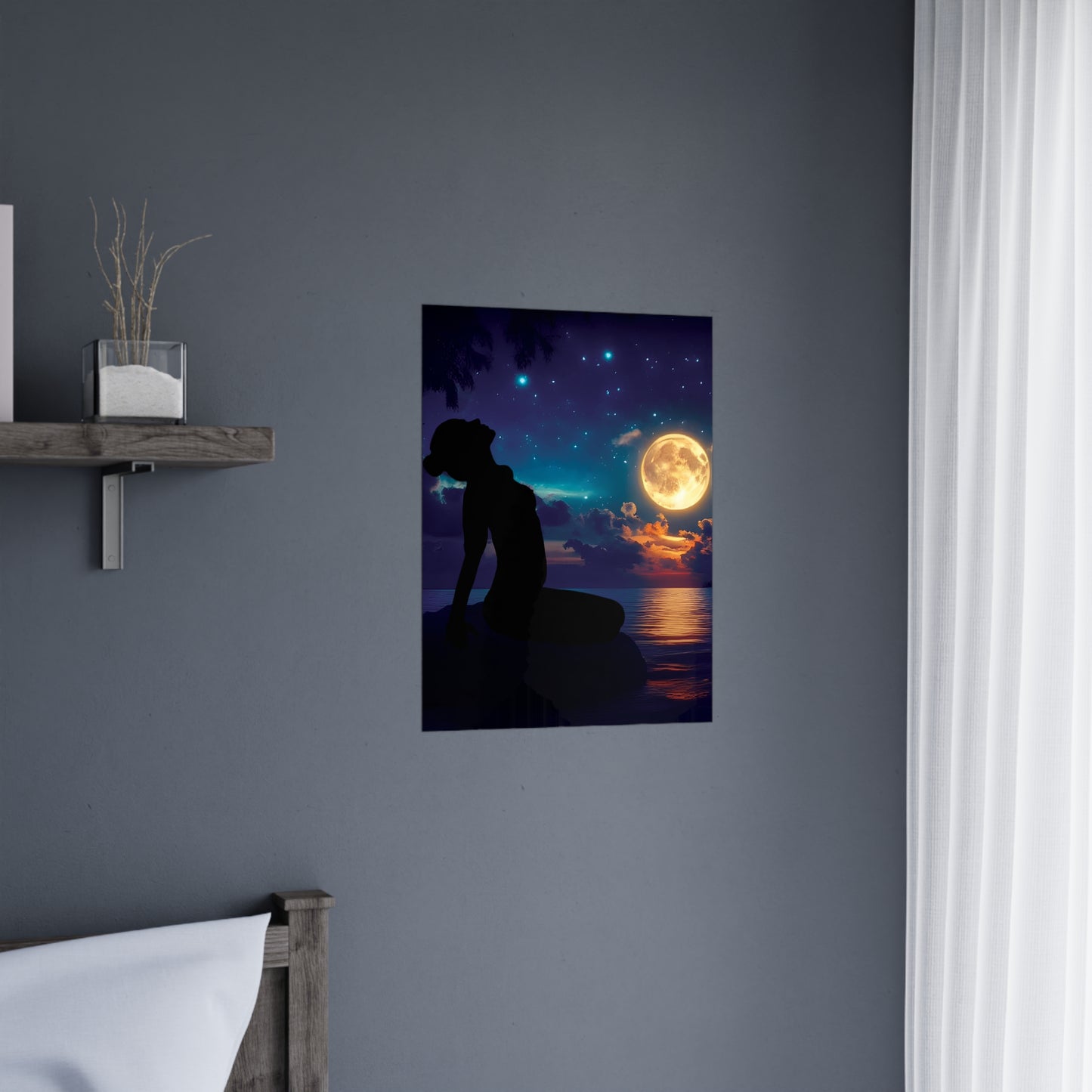 Moonlight Reflections – Serenity in Every Shadow 🌕✨ - Dreamy Night Sky Matte Poster, Celestial Wall Art, Relaxing Home Decor, Gift for Art Lovers, Boho Room Decor