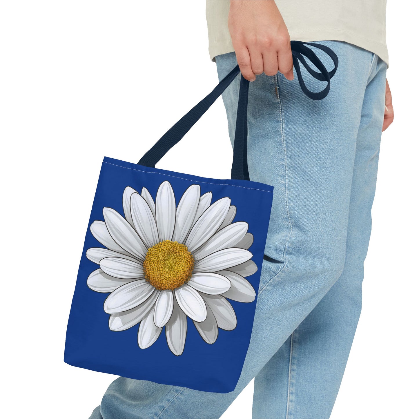 Daisy Tote Bag - White Floral Design Summer Fashion Accessory