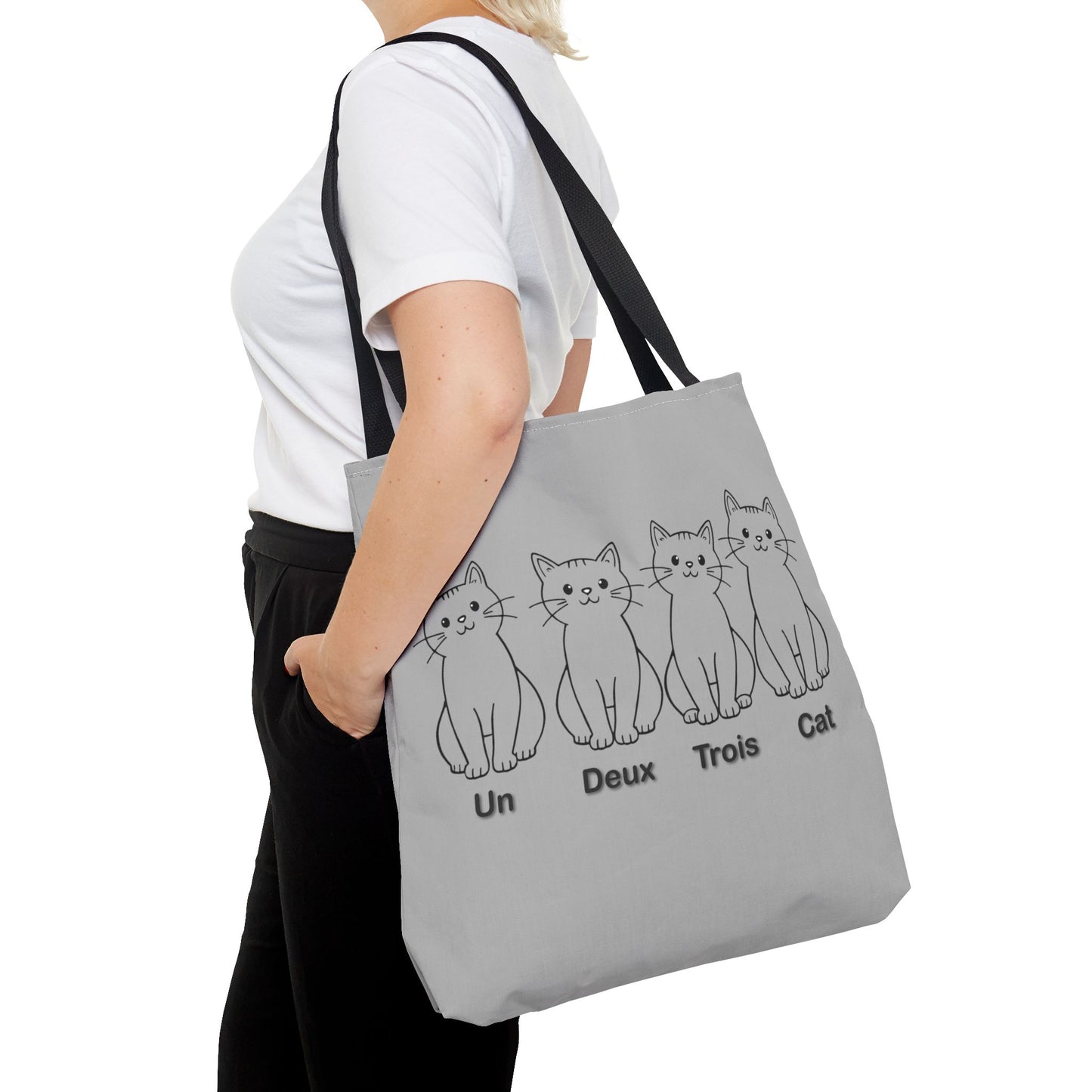 Funny Cat Tote Bag - Un Deux Trois Cat Design - Cute Cat Lover Gift