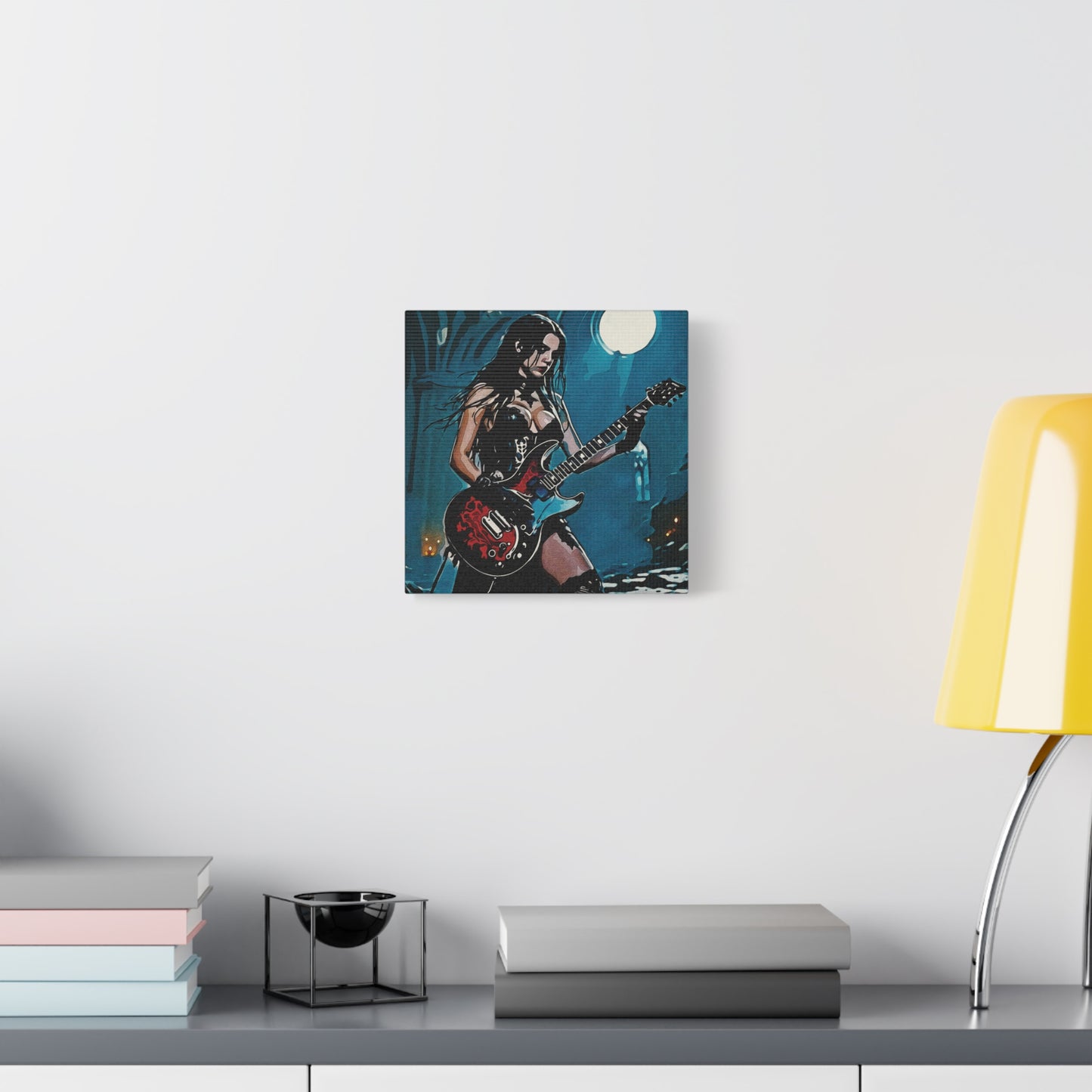 Midnight Riff: Power, Passion, and Gothic Pulse - Gothic Rocker Canvas Art, Edgy Wall Decor, Music Lover Gift, Unique Home Accent, Studio Wall Art