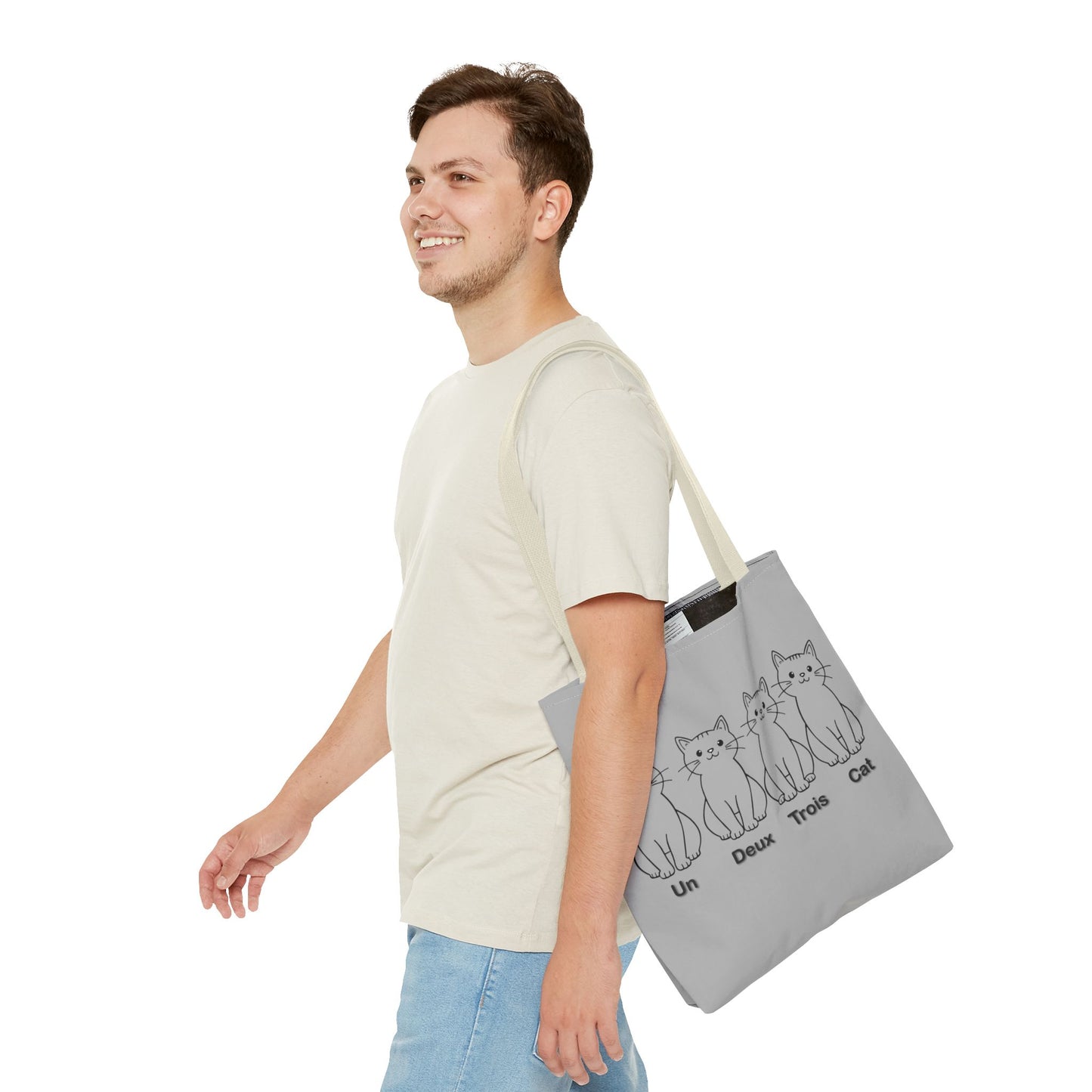 Funny Cat Tote Bag - Un Deux Trois Cat Design - Cute Cat Lover Gift
