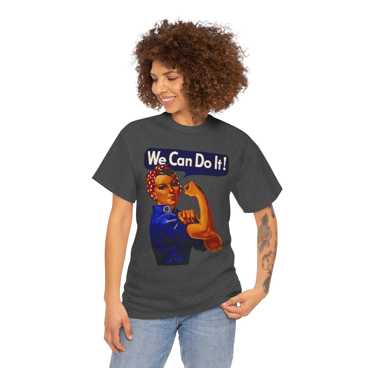 Empowerment Pop Art | Bold "We Can Do It" T-Shirts, Sweatshirts, Mugs & Wall Art for Inspiration - Empowering Unisex Heavy Cotton Tee - We Can Do It! Statement Shirt, Feminist Apparel, Gift for Her, Motivational Tee, Casual Wear