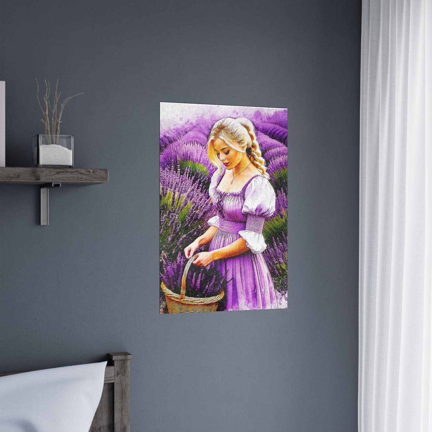 Lavender Field Matte Poster, Wall Art Decor, Feminine Art Print, Home Aesthetic, Gift for Her, Floral Wall Decor