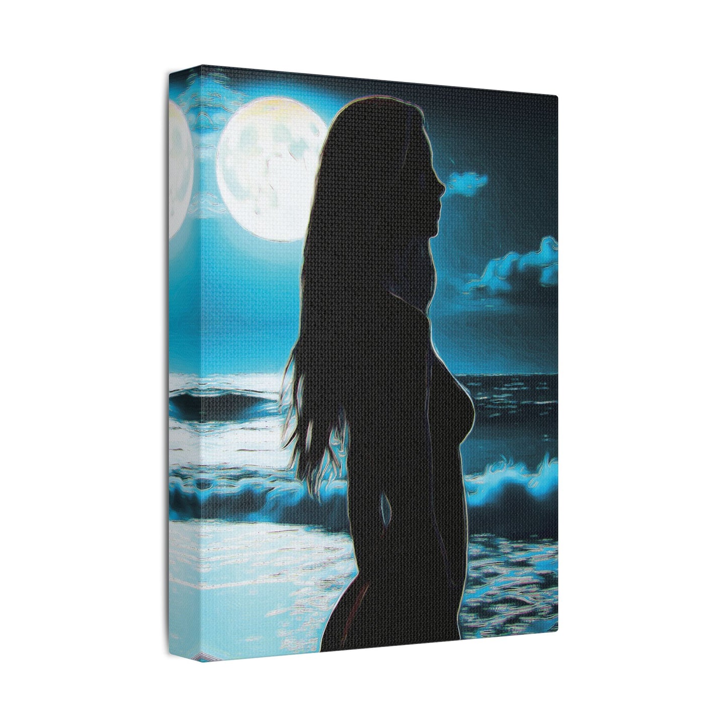 Moonlit Reflections – Serenity, Strength & Ocean Calm in One Magical Moment 🌊🌕 - Stretched Canvas Art Print, Moonlit Ocean Wall Decor, Aesthetic Home Decoration, Unique Artwork for Living Room, Modern Art Gift