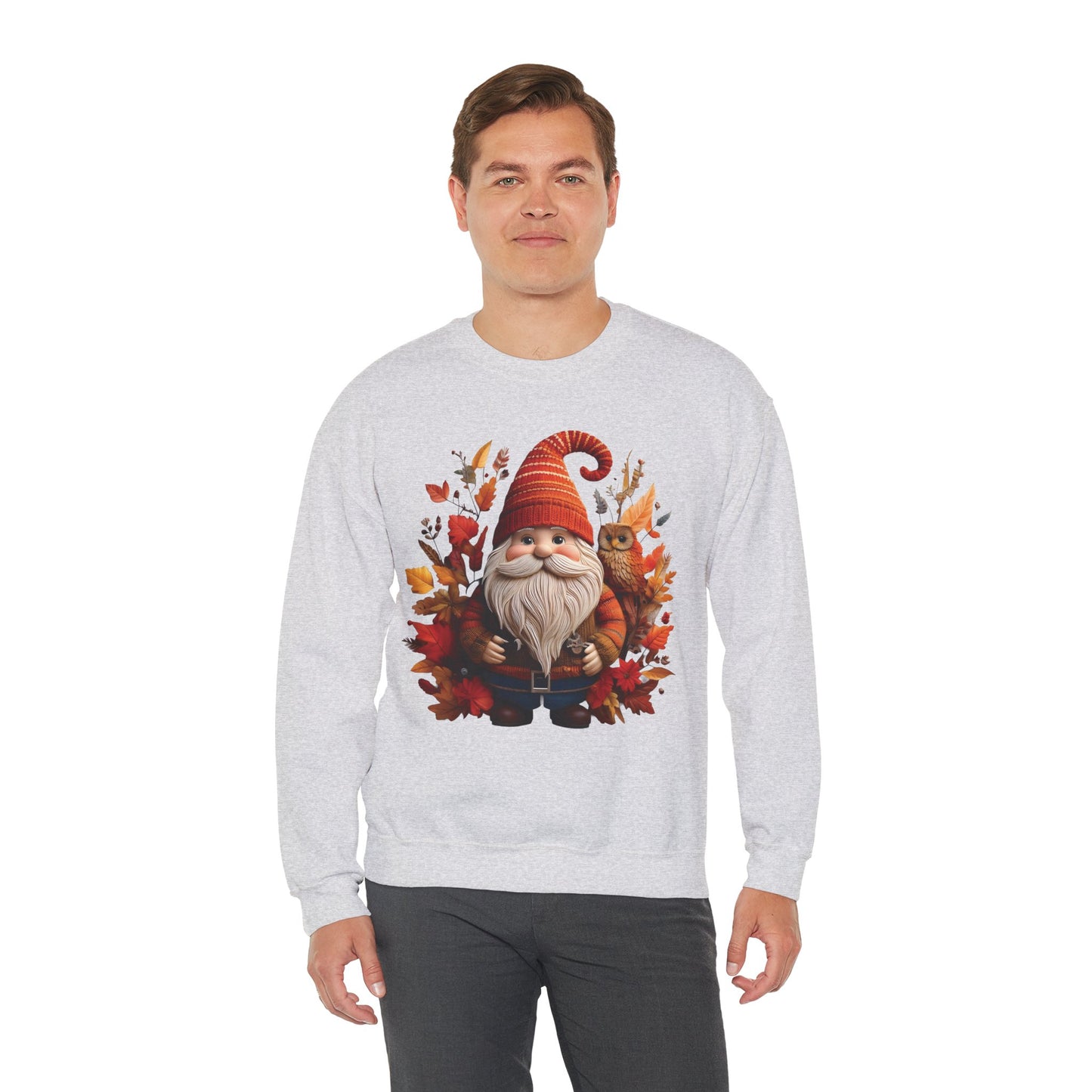 Gnome & Owl Autumn Harmony β Cozy Magic for the Season ππ§‘ - Sweatshirt | Fall Sweater, Autumn Apparel, Unisex Crewneck, Perfect Gift, Holiday Wear, Seasonal Style, Comfortable Fashion