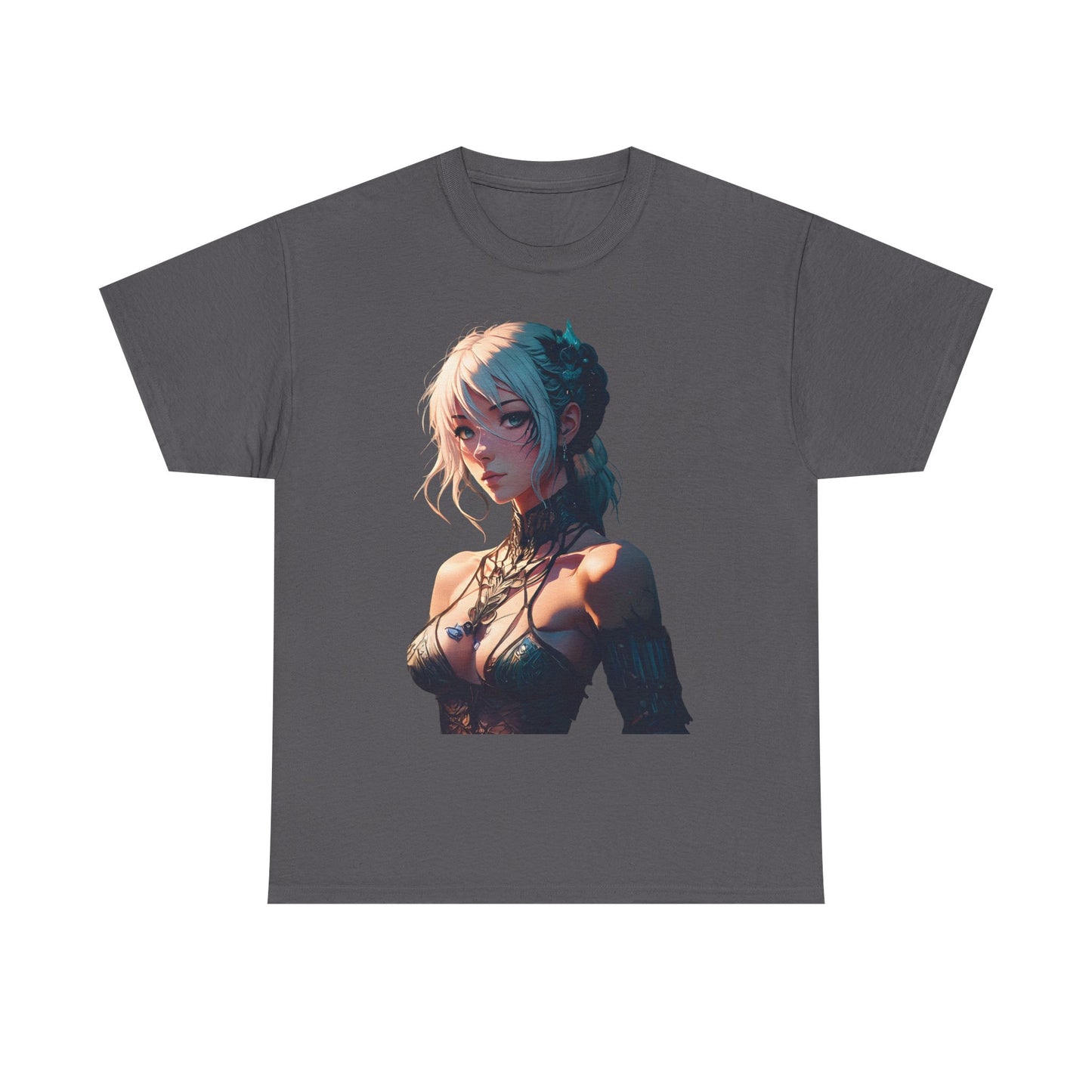 Mystical Anime Forest Princess Portrait - Stylish Graphic Tee with Fantasy Design, Casual Wear, Anime Gift, Comfortable T-Shirt, Art Tee for Everyday Fashion