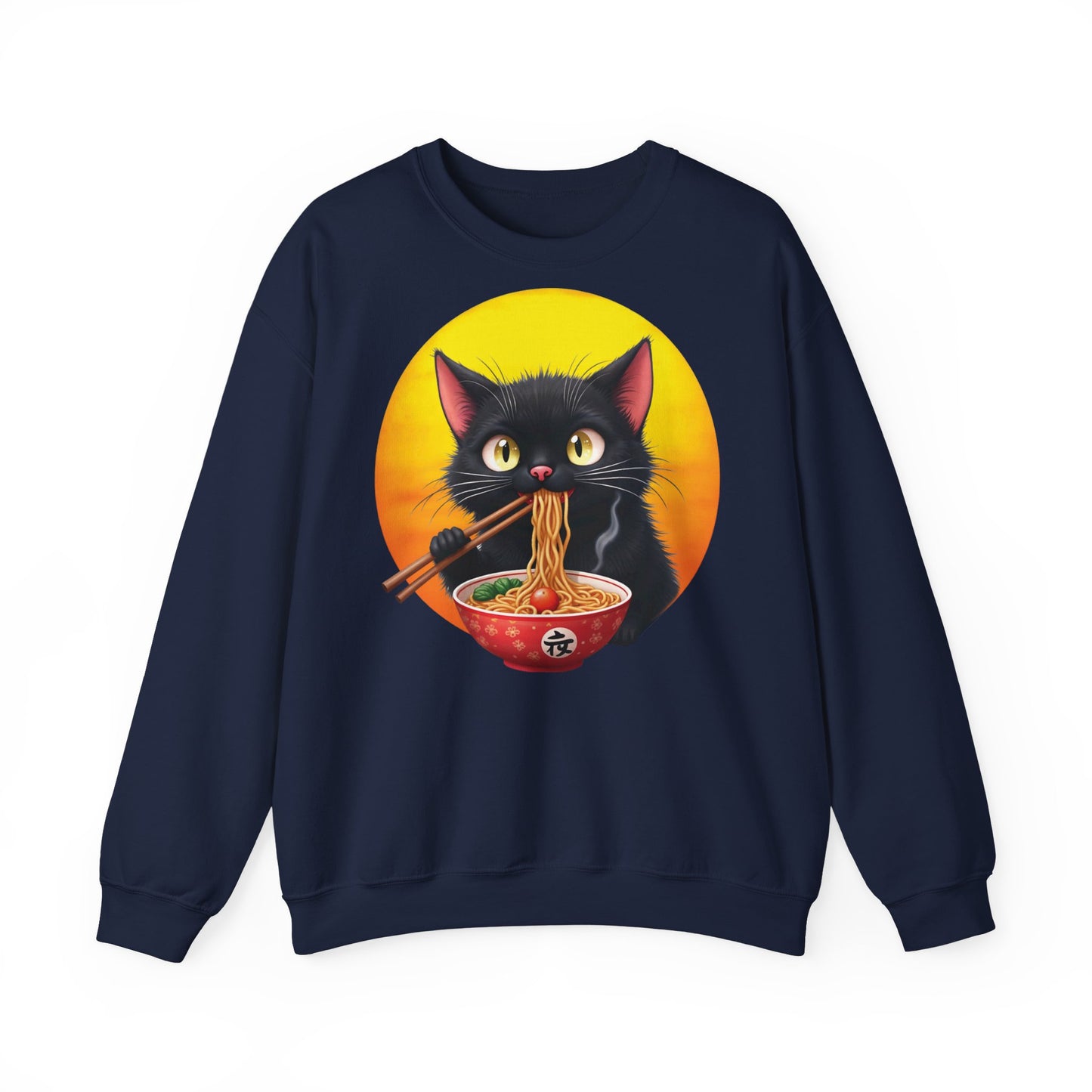 Ramen Cat Magic – Whiskers, Noodles & Sunshine Vibes - Cat Lover's Ramen Sweatshirt, Cozy Cat Crewneck, Cat-Themed Gift, Funny Sweatshirt, Unisex Pullover, Pet Lovers Apparel