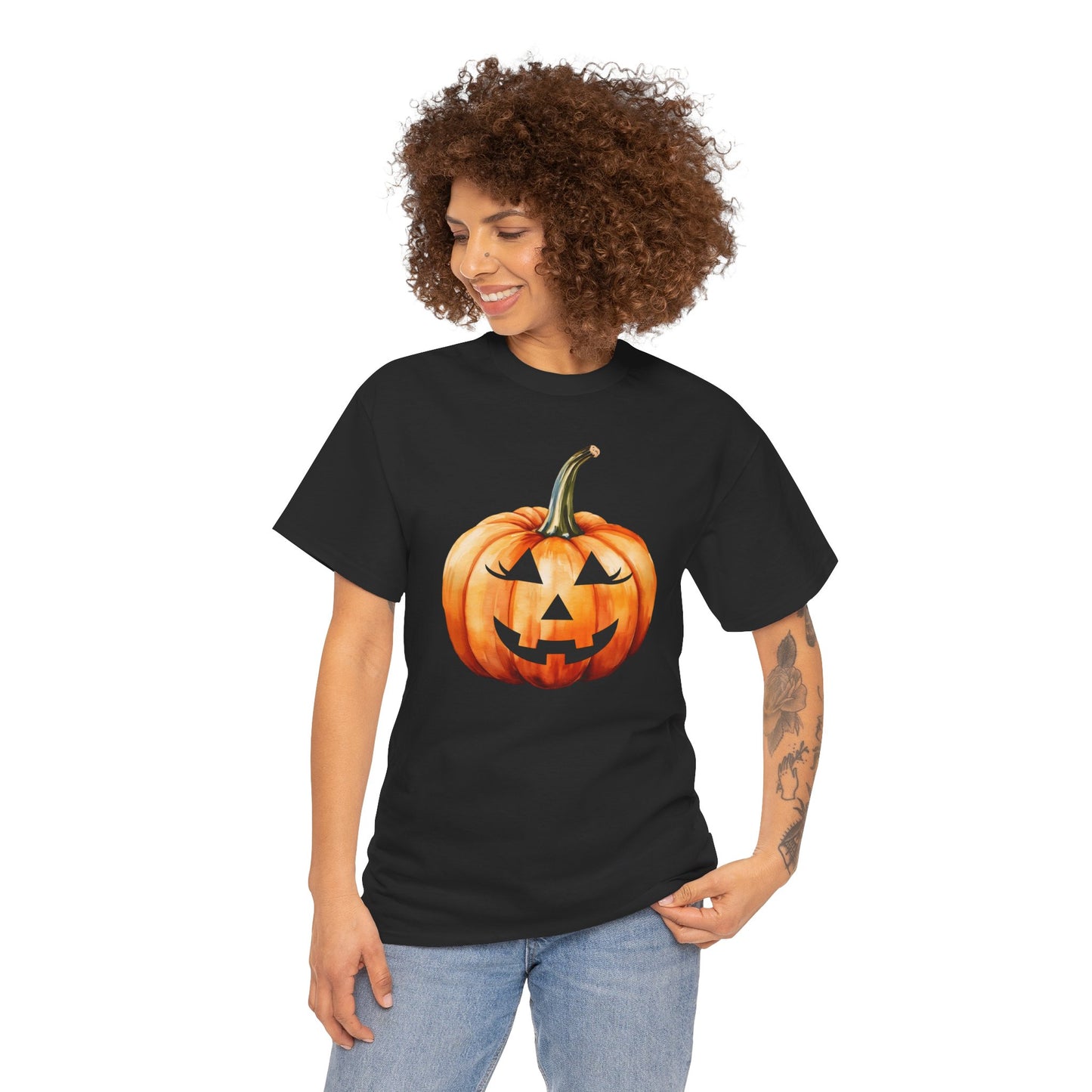 ๐ Embrace Autumn Magic - Pumpkin Bliss Collection for Cozy Season Vibes โจ - Harvest Vibes Pumpkin Cotton Tee | Fall Shirt, Halloween Apparel, Autumn Fashion, Unisex Graphic Tee, Gift for Pumpkin Lovers