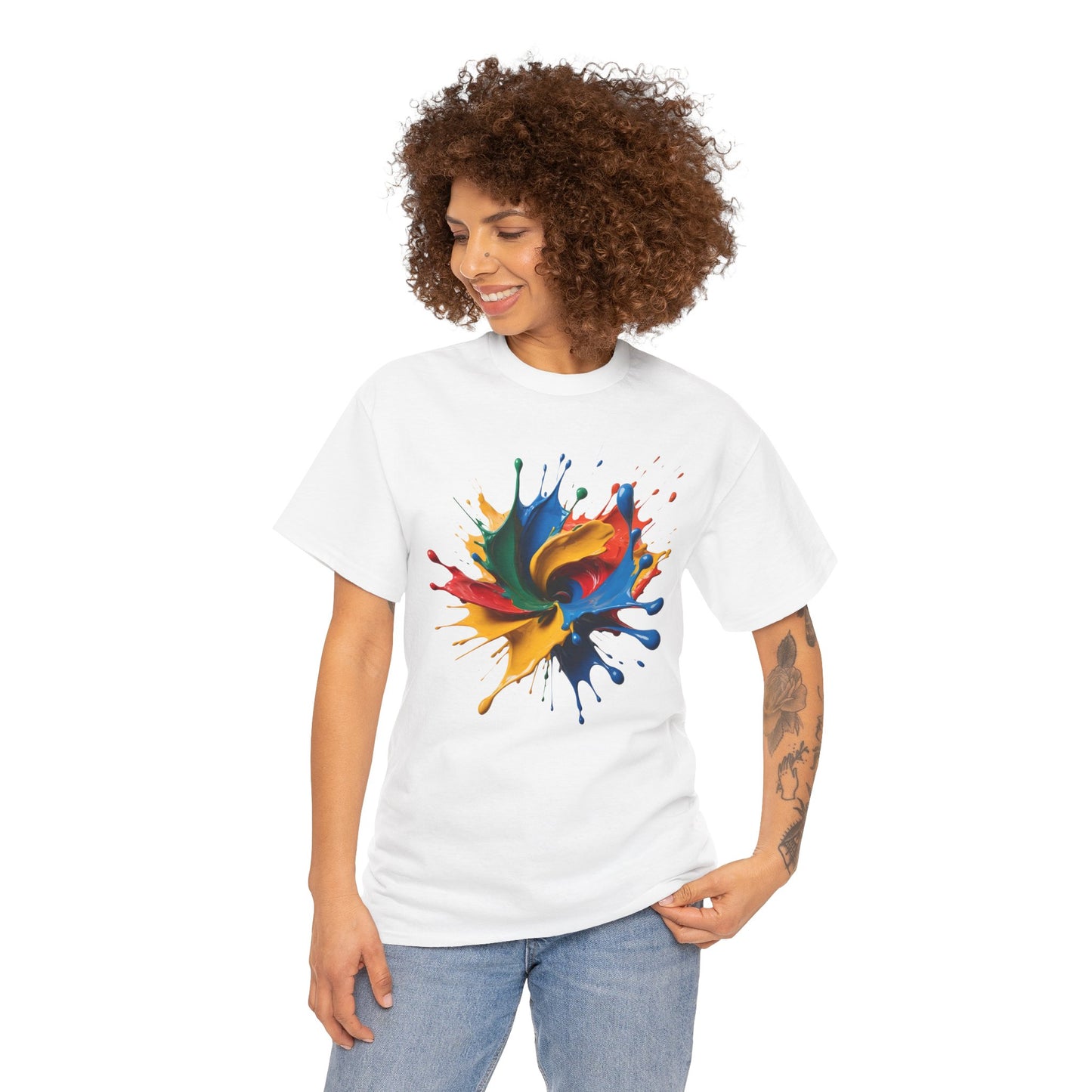 "Oops!" Color Splash Energy – Wear the Art, Feel the Vibe - Colorful Splash Art Unisex Heavy Cotton Tee | Vibrant Graphic T-Shirt, Casual Wear, Gift for Art Lovers, Color Run, Festival Outfit