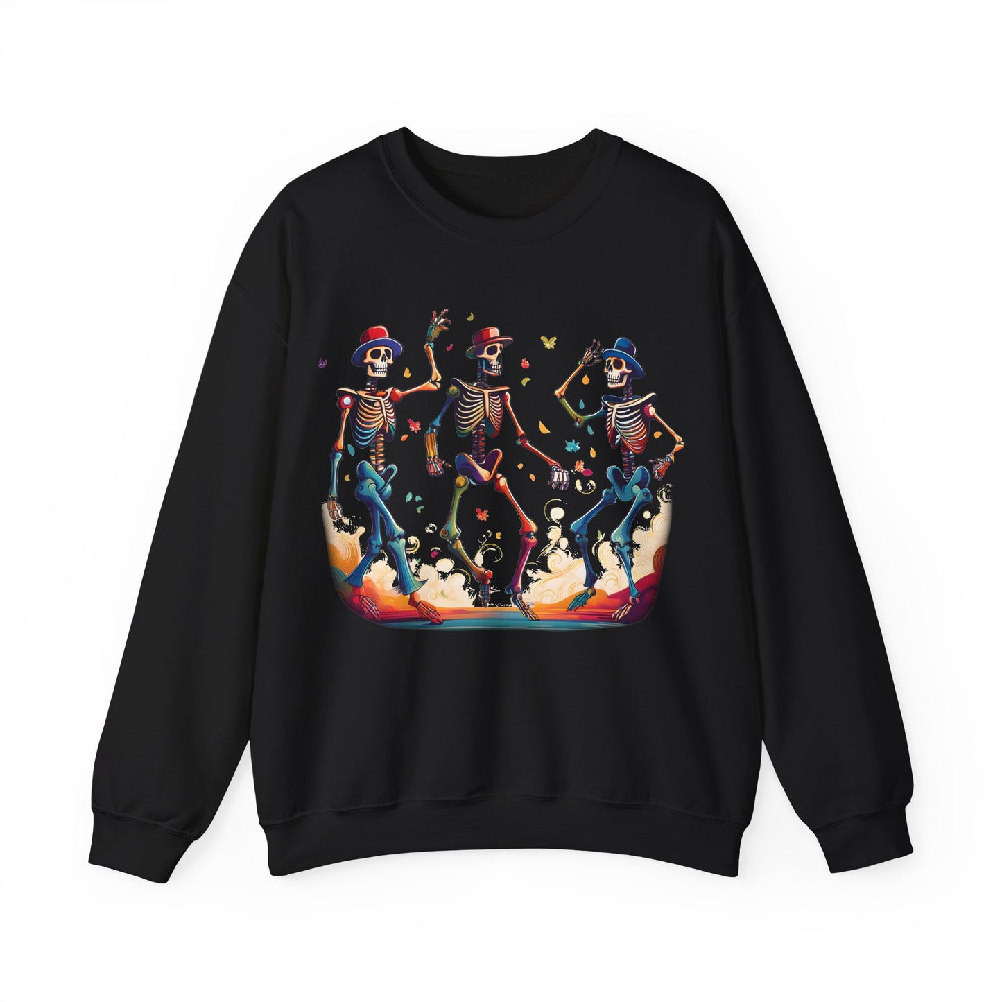 Dancing Skeletons Halloween Party - Spooky Fun Celebration Art - Festive Autumn Spirit Collection - Spooky Skeleton Dance Crewneck Sweatshirt, Halloween Sweatshirt, Unisex Fall Apparel, Casual Skeleton Top, Fun Halloween Gift