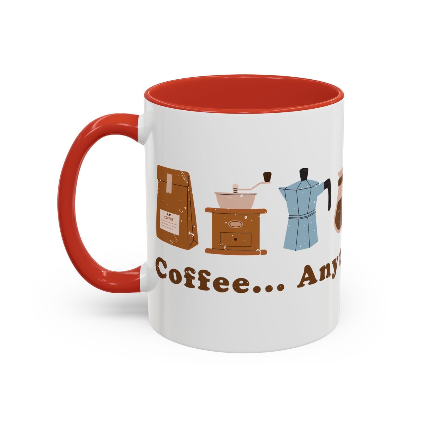 Mug - Coffee Anytime, Anywhere - Retro, vintage Accent Coffee Mug (11oz)