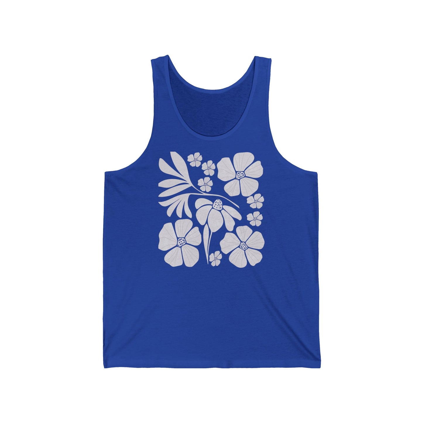 Floral Boho, Retro style Unisex Jersey Tank - Comfortable Summer Wear for Nature Lovers