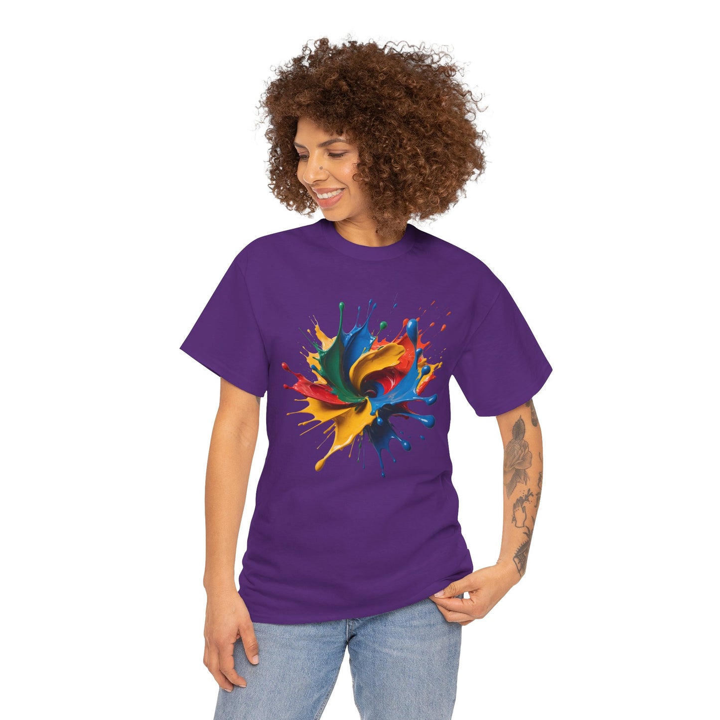 "Oops!" Color Splash Energy – Wear the Art, Feel the Vibe - Colorful Splash Art Unisex Heavy Cotton Tee | Vibrant Graphic T-Shirt, Casual Wear, Gift for Art Lovers, Color Run, Festival Outfit