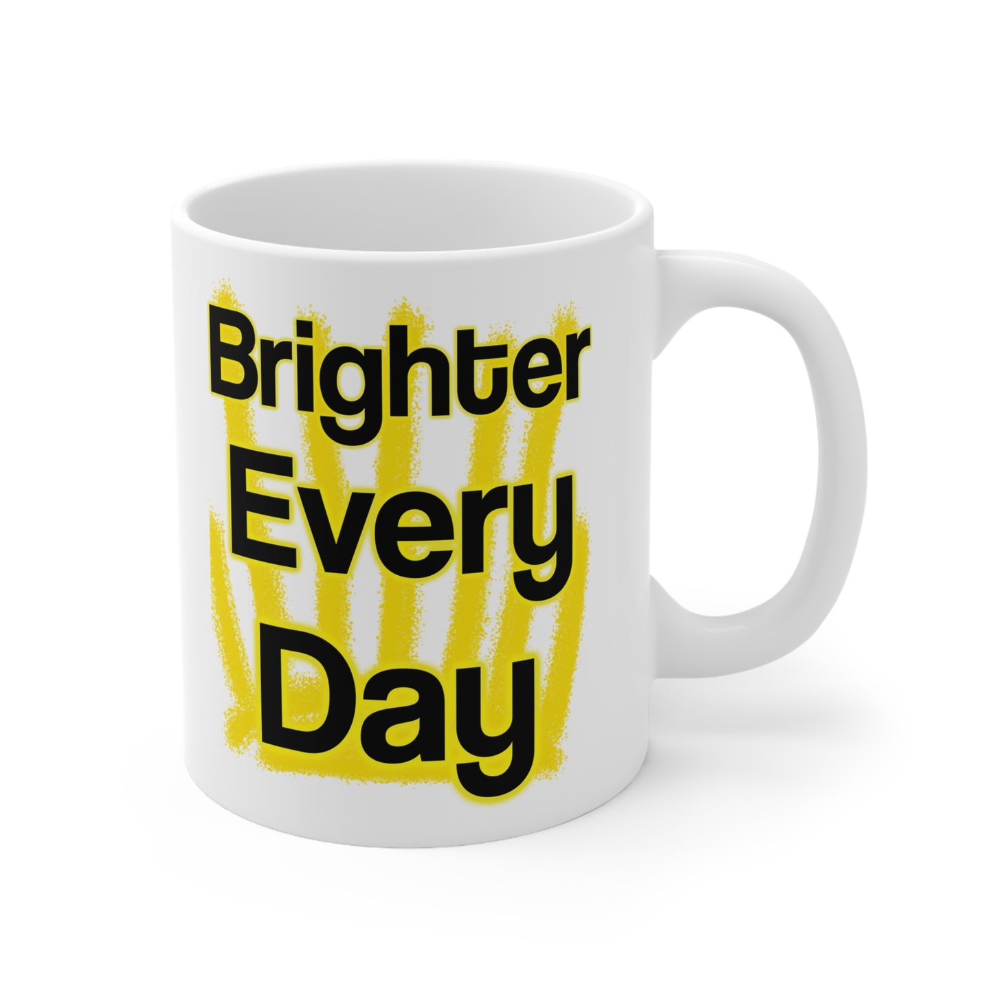 Brighter Every Day – Wear Hope in Bold Yellow Brushstrokes ☀️✨ - Brighter Every Day Coffee Mug, Inspirational Cup for Home or Office, Motivational Gift, Perfect for Coworkers and Friends