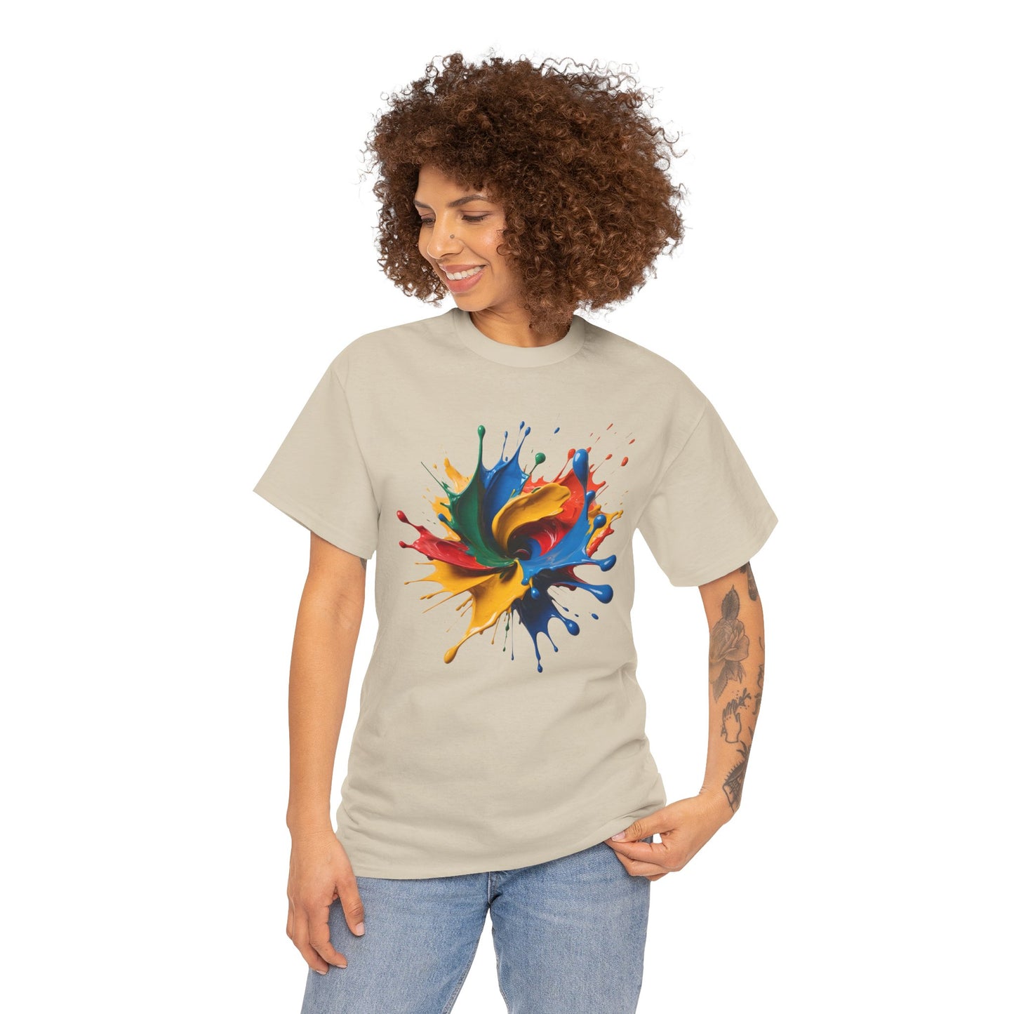 "Oops!" Color Splash Energy – Wear the Art, Feel the Vibe - Colorful Splash Art Unisex Heavy Cotton Tee | Vibrant Graphic T-Shirt, Casual Wear, Gift for Art Lovers, Color Run, Festival Outfit