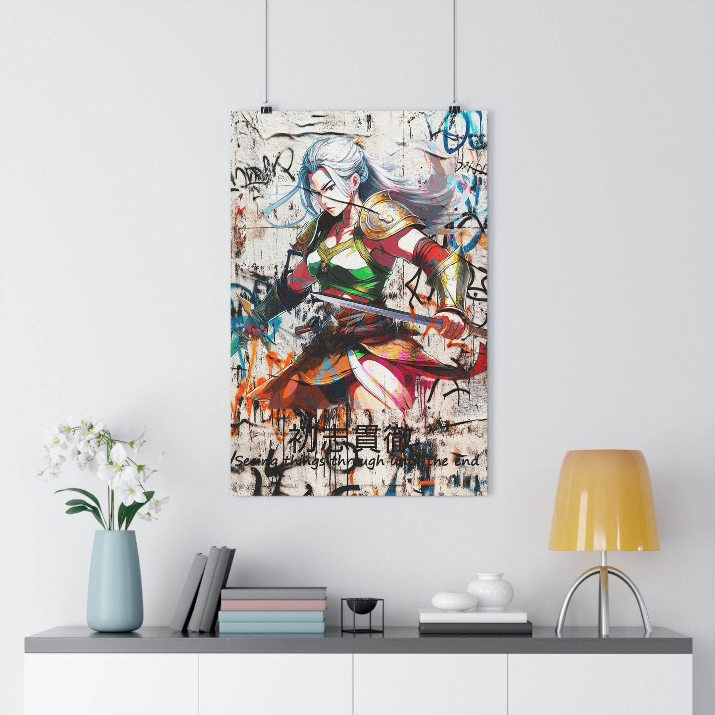 Vibrant Warrior Giclée Art Print - Manga Decor, Wall Art, Anime Gift, Home Gallery, Modern Illustration