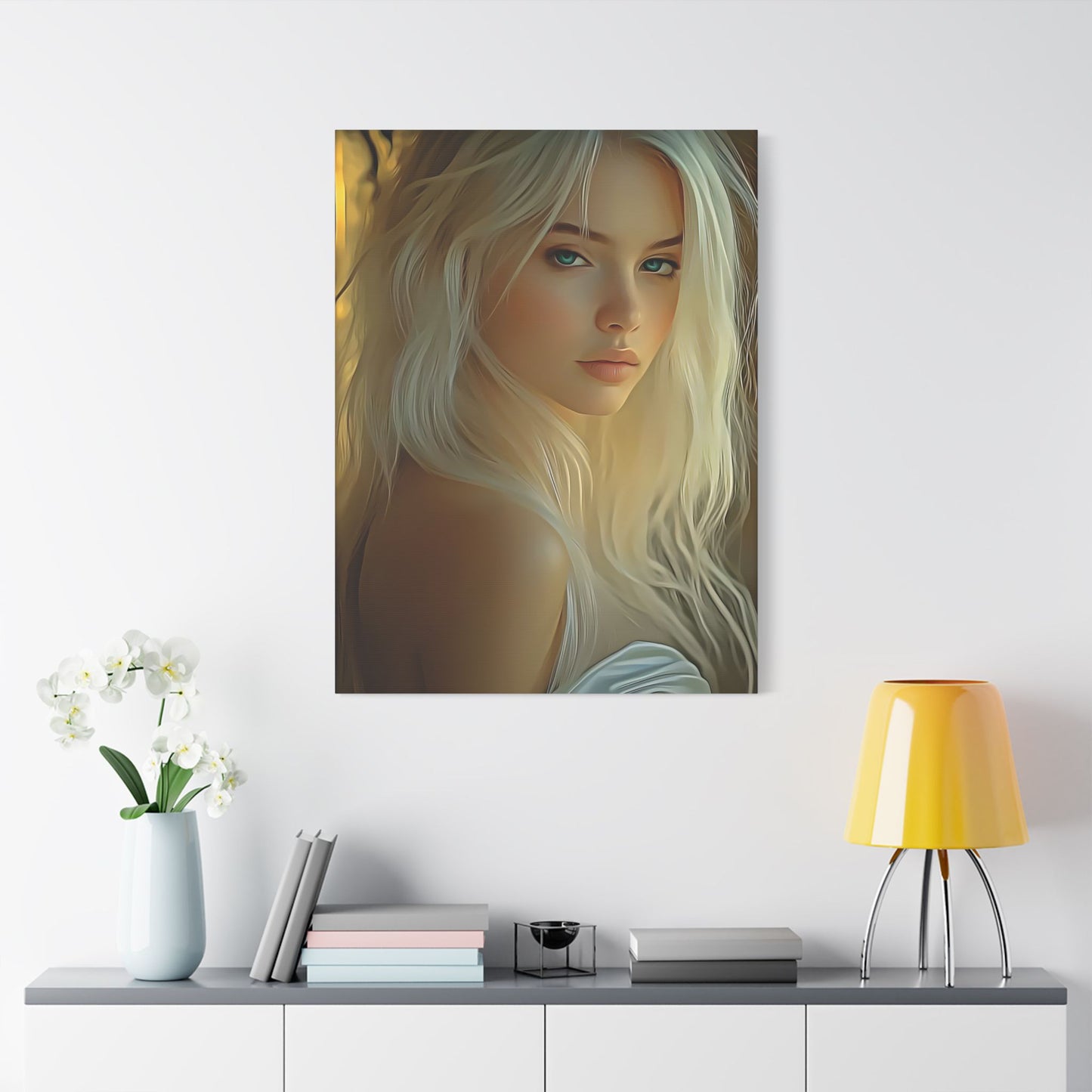 Golden Flow – Embrace the Light Within and Let It Shine 🌟✨ - Elegant Satin Canvas Wall Art, Stunning Home Décor, Modern Portrait, Gift for Art Lovers, Office Wall Decoration, Feminine Touch