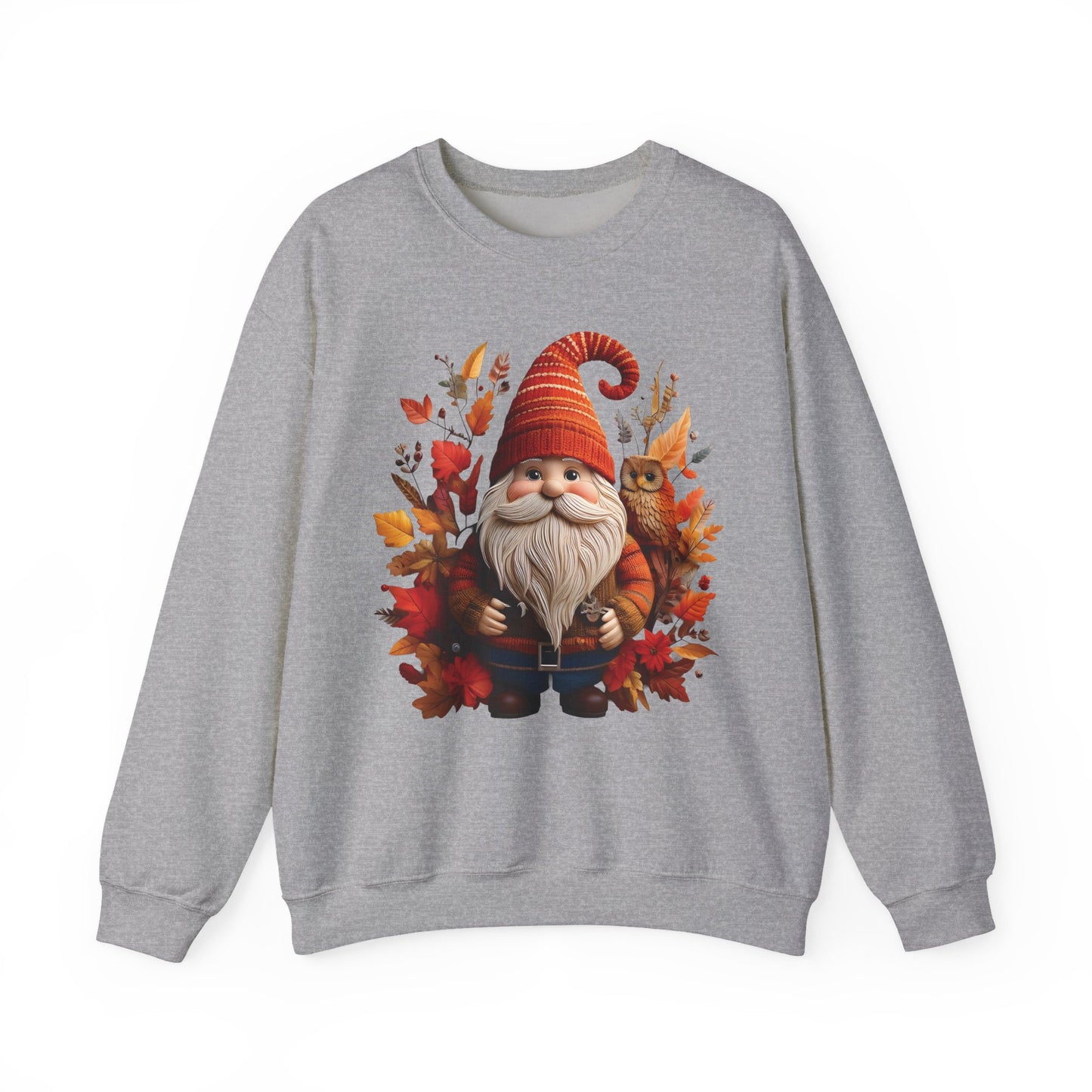 Gnome & Owl Autumn Harmony β Cozy Magic for the Season ππ§‘ - Sweatshirt | Fall Sweater, Autumn Apparel, Unisex Crewneck, Perfect Gift, Holiday Wear, Seasonal Style, Comfortable Fashion