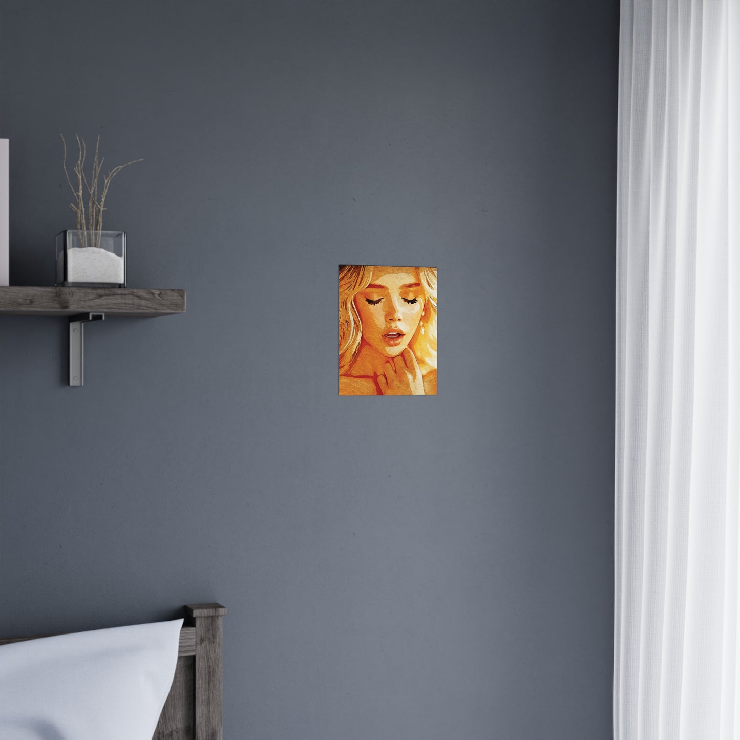 “Golden Reverie: The Serenity of a Soul in Stillness” - Elegant Matte Wall Art Poster, Inspirational Home Decor, Unique Gift for Art Lovers, Modern Aesthetic Wall Decor, Beautiful Portrait Print